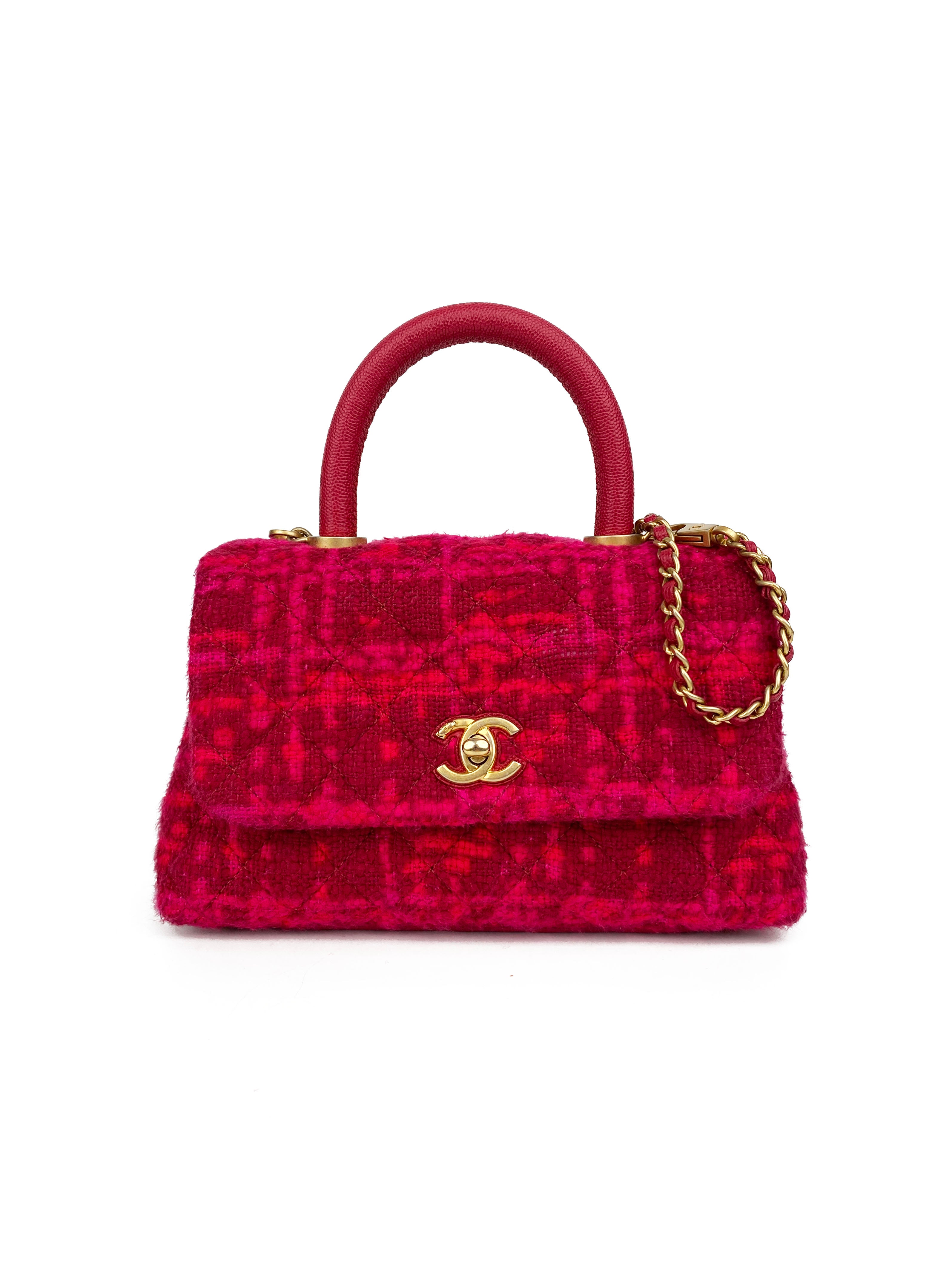 Chanel Small Pink Tweed Coco Handle Bag - Luxury Designer Handbag for Women | Perfect for Parties, Weddings & Everyday Elegance
