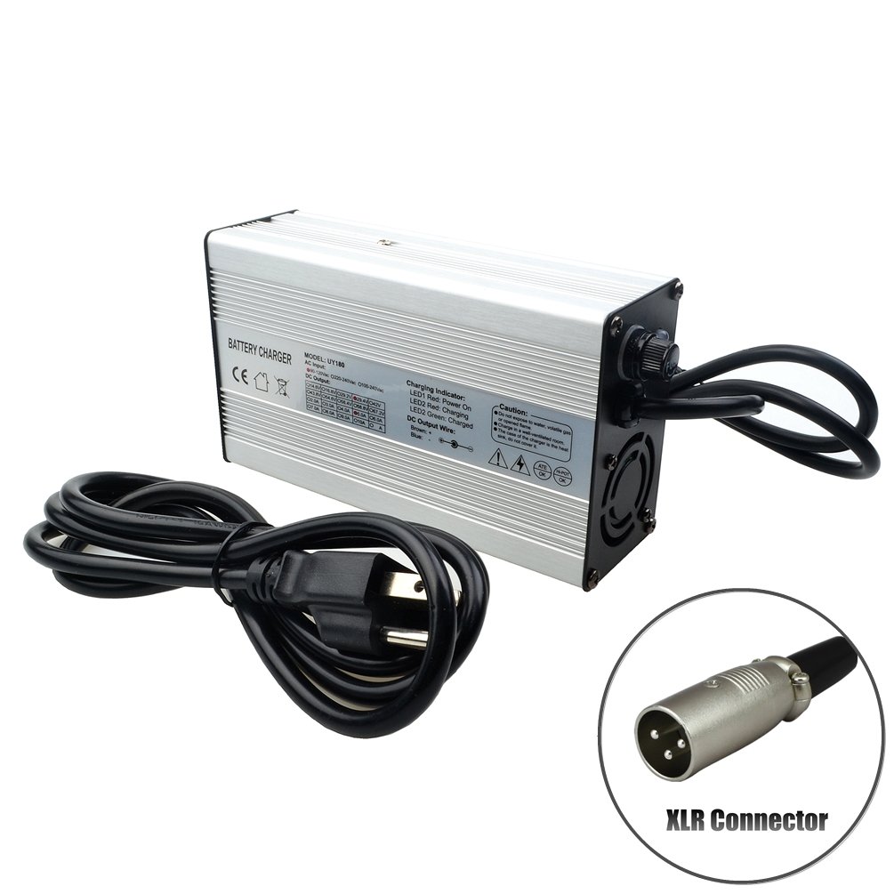 24V 29.4V 5A Scooter Charger for 7S Li-ion Battery with XLR Connector - Universal 100V-240V Input - Perfect for E-Bike & Electric Scooter Charging at Home or On The Go
