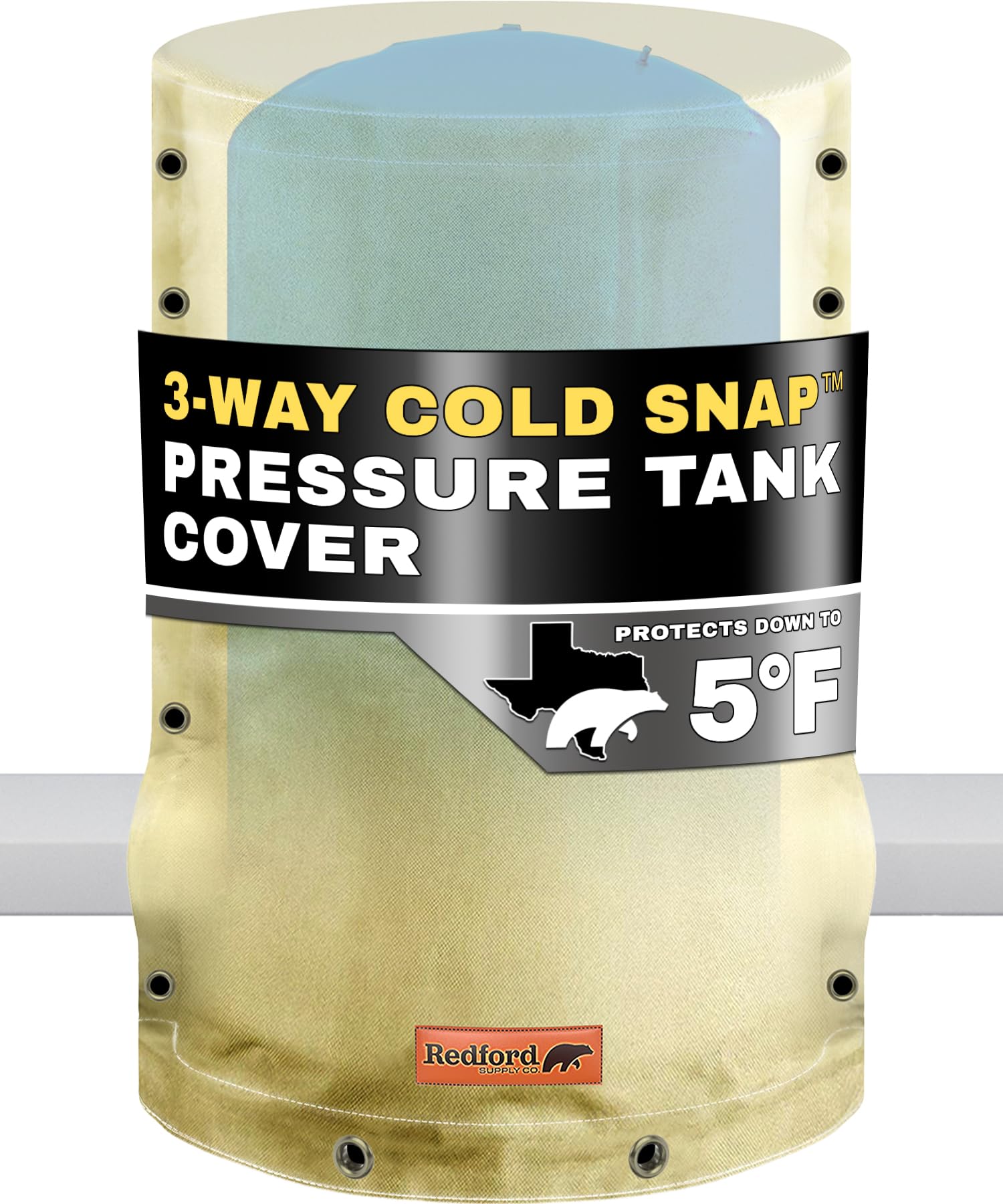 **Redford Supply Co. 3-Way Opening Insulated Water Pressure Tank Cover - Cold Snap (5°F) Weatherproof, Beige (44