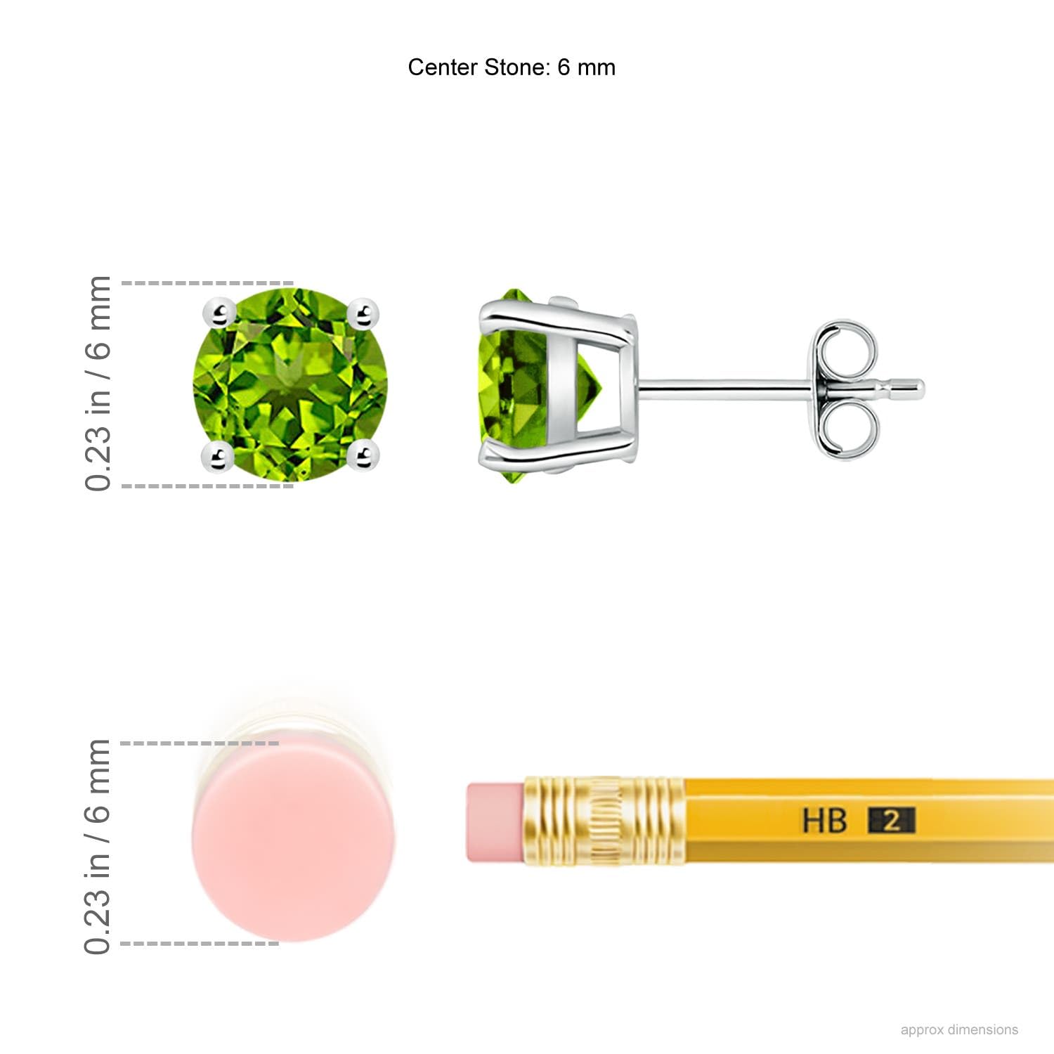 Natural Peridot Stud Earrings in Sterling Silver, 14K Gold & Platinum | August Birthstone Jewelry for Women, Birthday, Engagement, Anniversary & Wedding Gift | Perfect for Everyday Wear, Office & Special Occasions