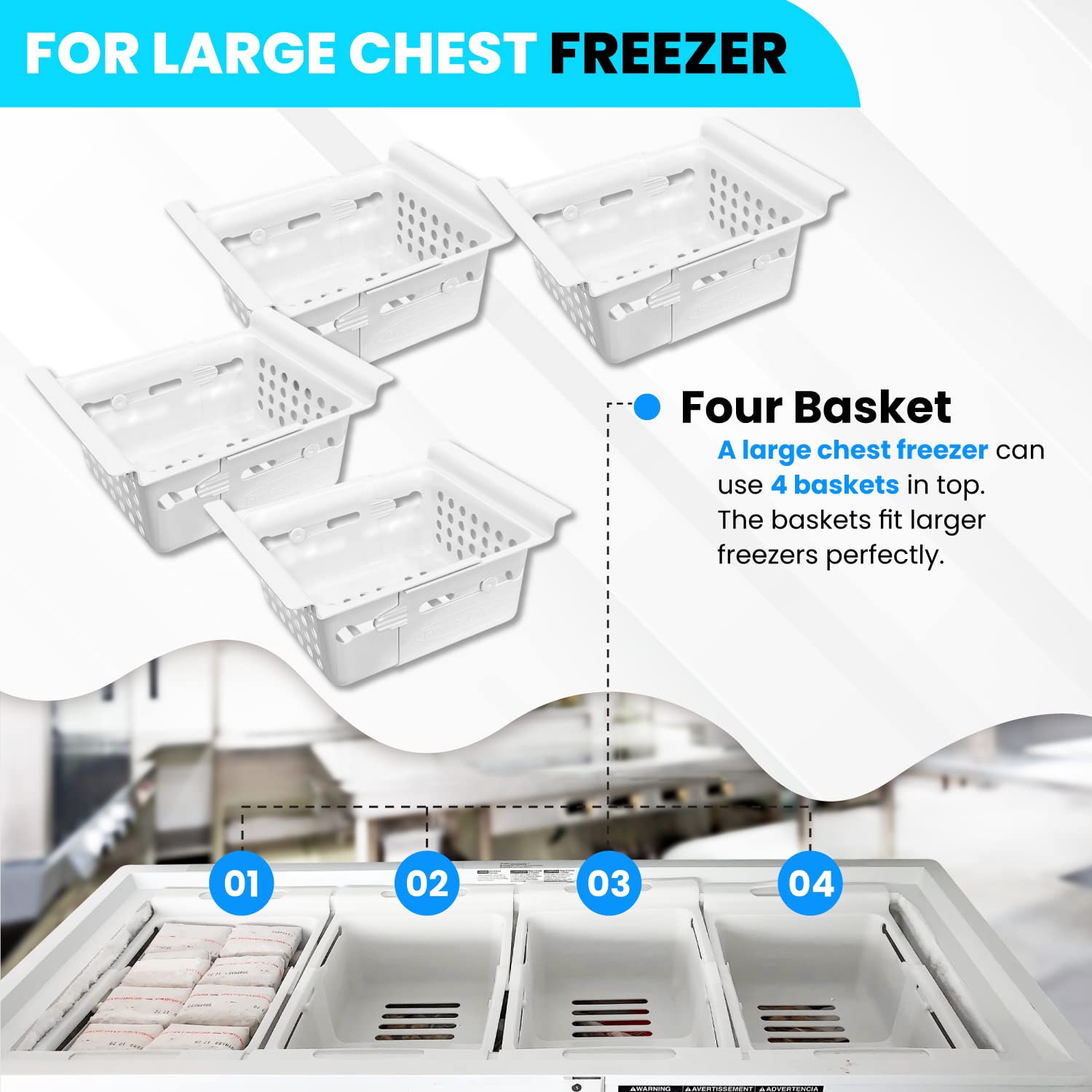 8-15 Cubic Feet Freezer Organizer System with 3-Tier Sliding Baskets, 8 Storage Bins & Magnetic Organizer - Perfect for Kitchen, Garage, or Basement Freezer Organization (Measure Your Freezer Before Purchase)