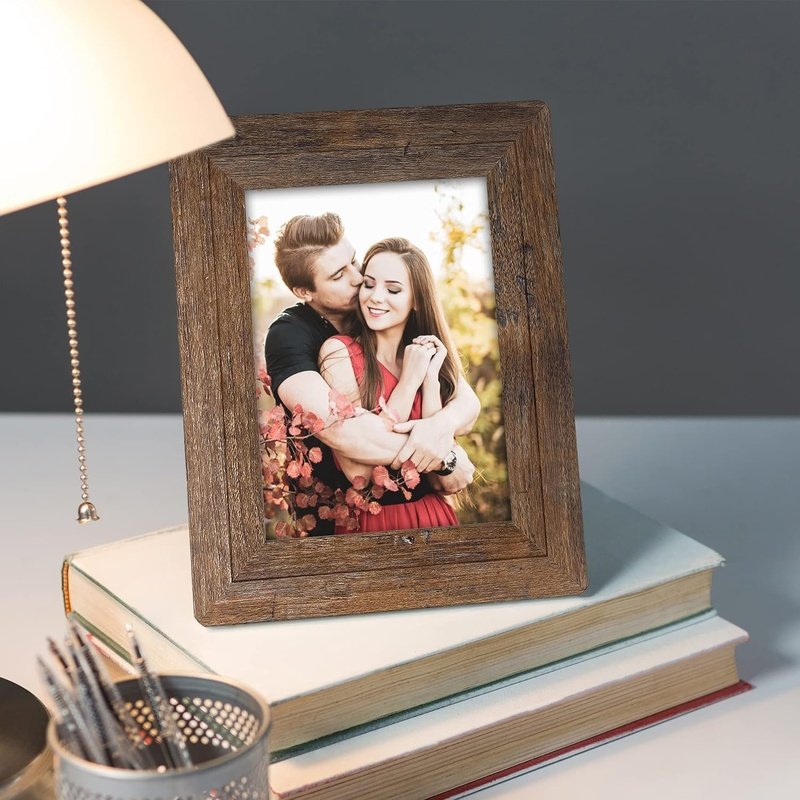 Set of 4 Brown Wooden 4x6 Picture Frames - Perfect for Family Photos, Wall Decor, and Home Office Display - Stock Up Today!