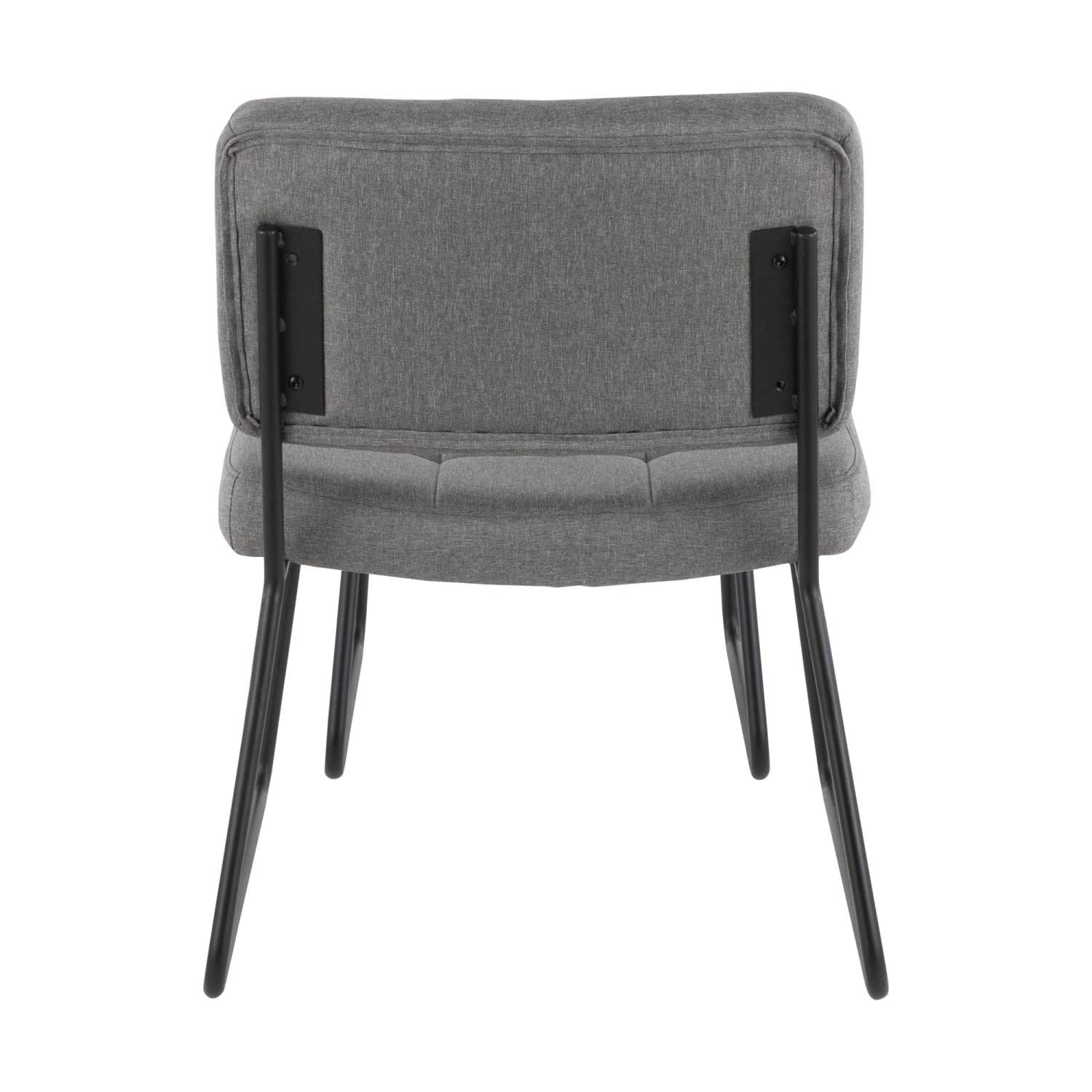 LumiSource Stout Lounge Chair with Ottoman - Grey & Black Fabric Armless Accent Chair for Living Room & Bedroom - Contemporary Comfortable Seating for Relaxing, Reading & Lounging