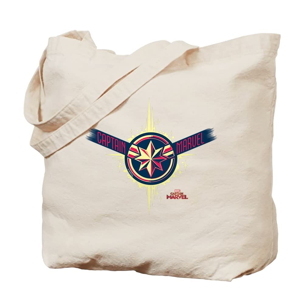 Captain Marvel Tote Bag - Natural Canvas Reusable Shopping Bag for Groceries, Beach & Comic Con | Eco-Friendly Superhero Gift for Women & Fans