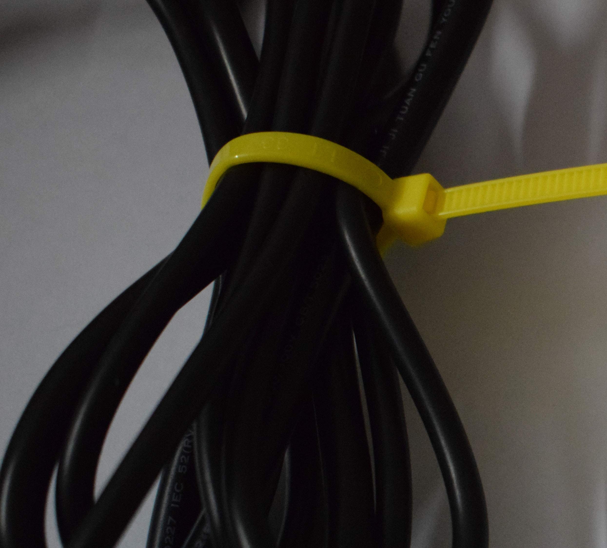WEEGCN 16-Inch Heavy Duty Nylon Cable Zip Ties (100-Pack) - 120 lbs Strength, Self-Locking Wire Ties for Organizing Cables, Wires & Hoses | Ideal for Home, Office, Garden & DIY Projects - Yellow