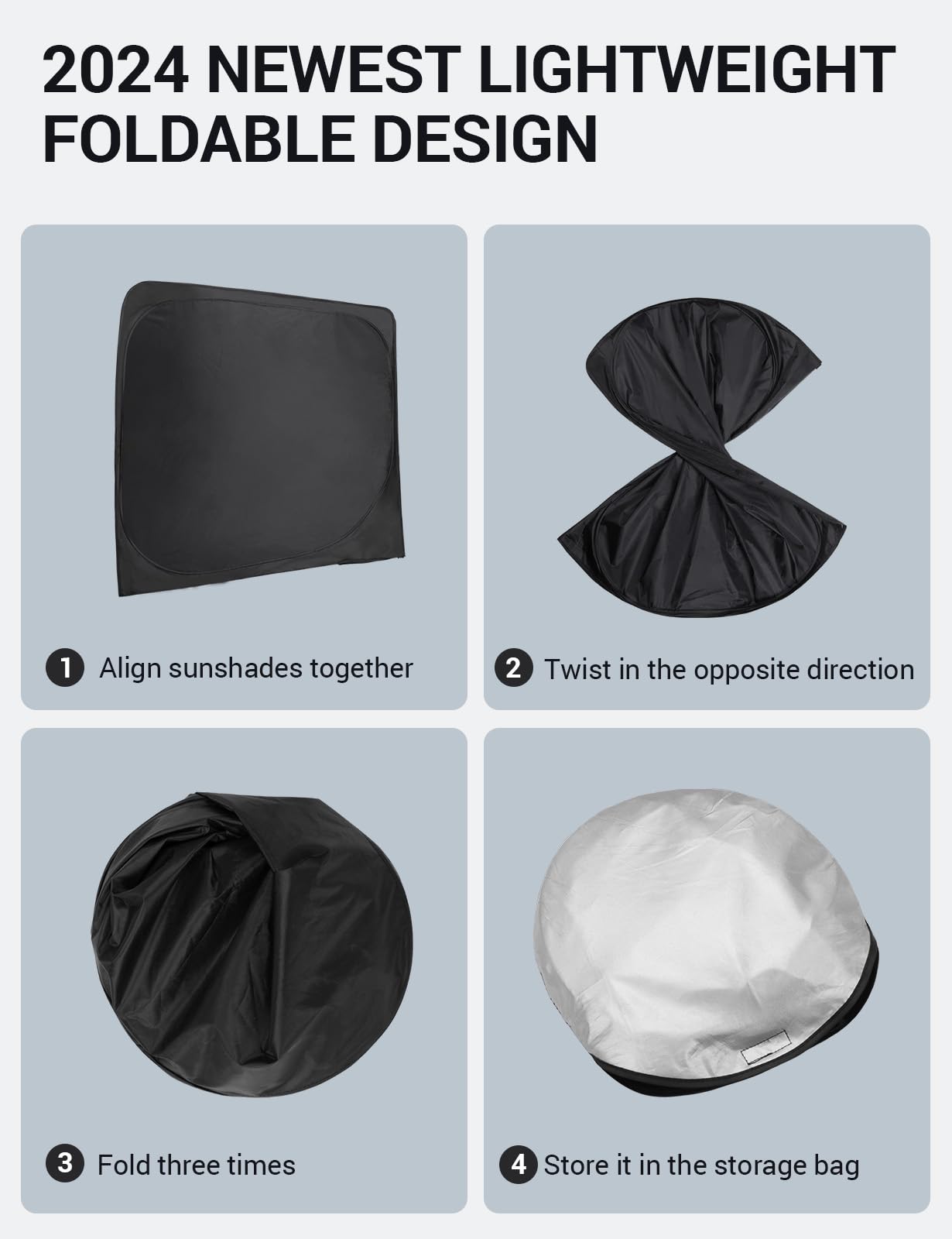 Proadsy 2025 Upgraded Foldable Car Windshield Sun Shade - Custom Fit for 2014-2017 Honda Accord Sedan (LX/Sport/EX/EX-L/Touring) | UV Protection & Heat Shield | Perfect for Summer Parking & Road Trips