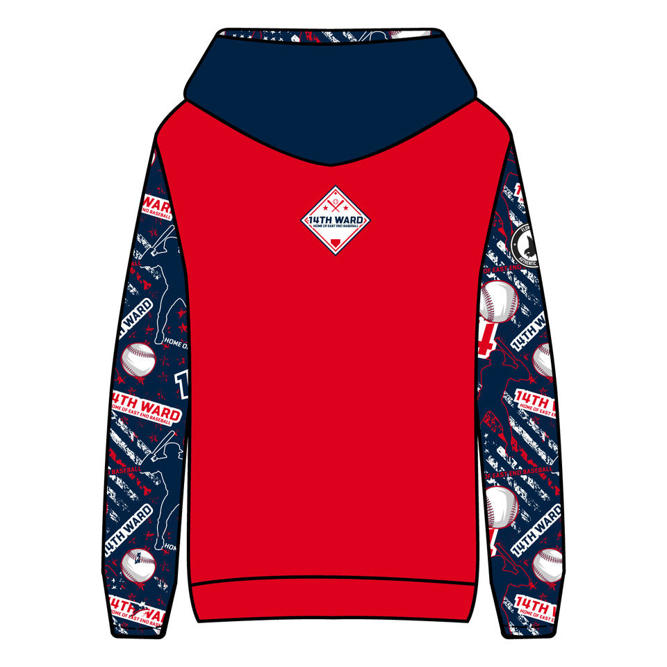 Youth & Adult 14th Ward Baseball Red Hoodie - Comfortable Pullover Sweatshirt for Baseball Fans & Players - Perfect for Games, Practice & Casual Wear