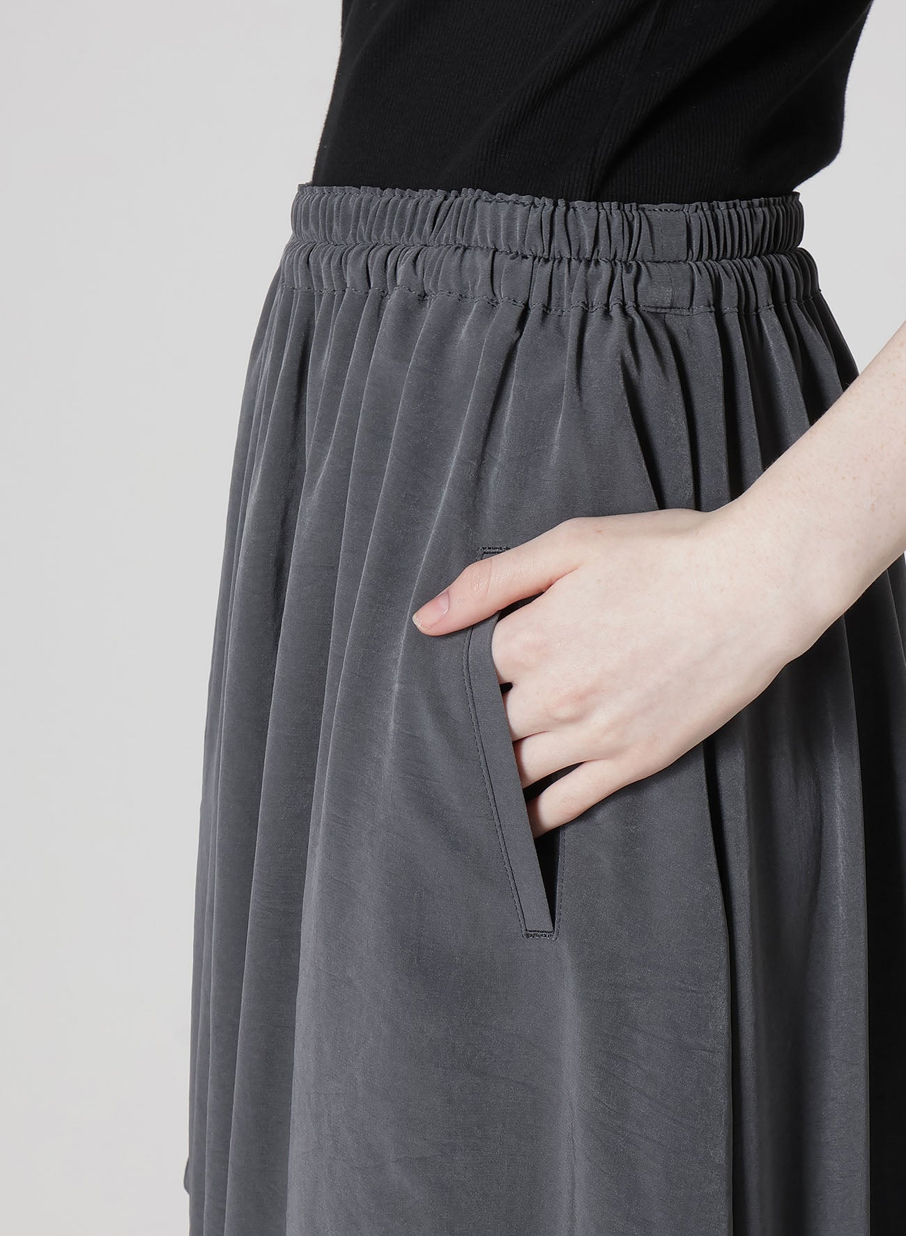 Elegant Crepe de Chine Circle Gathered Skirt - Flowy A-Line Midi Skirt for Women | Perfect for Office Wear, Cocktail Parties & Summer Outfits