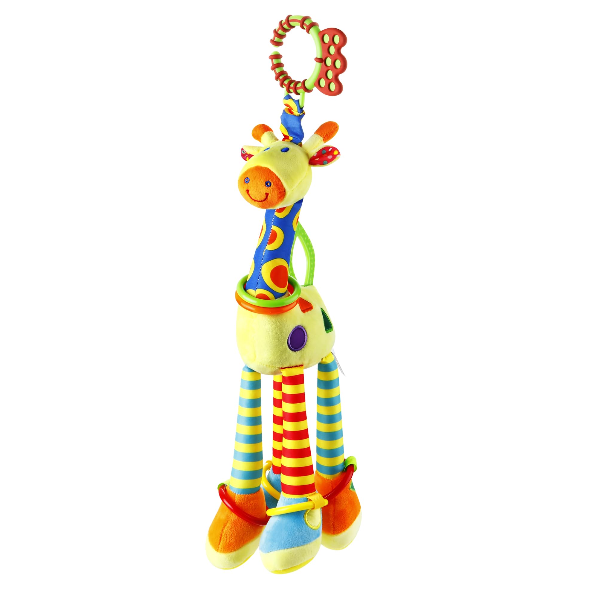 **Soft Giraffe Hanging Rattle Toy - 15 Inch Crinkle & Squeaky Baby Activity Toy for Stroller, Car Seat & Crib - Perfect Gift for Newborns & Infants 0-12 Months - Stimulate Senses & Encourage Play**    *(Use Case: Ideal for keeping babies entertained during car rides, stroller walks, or crib playtime while promoting sensory development.)*