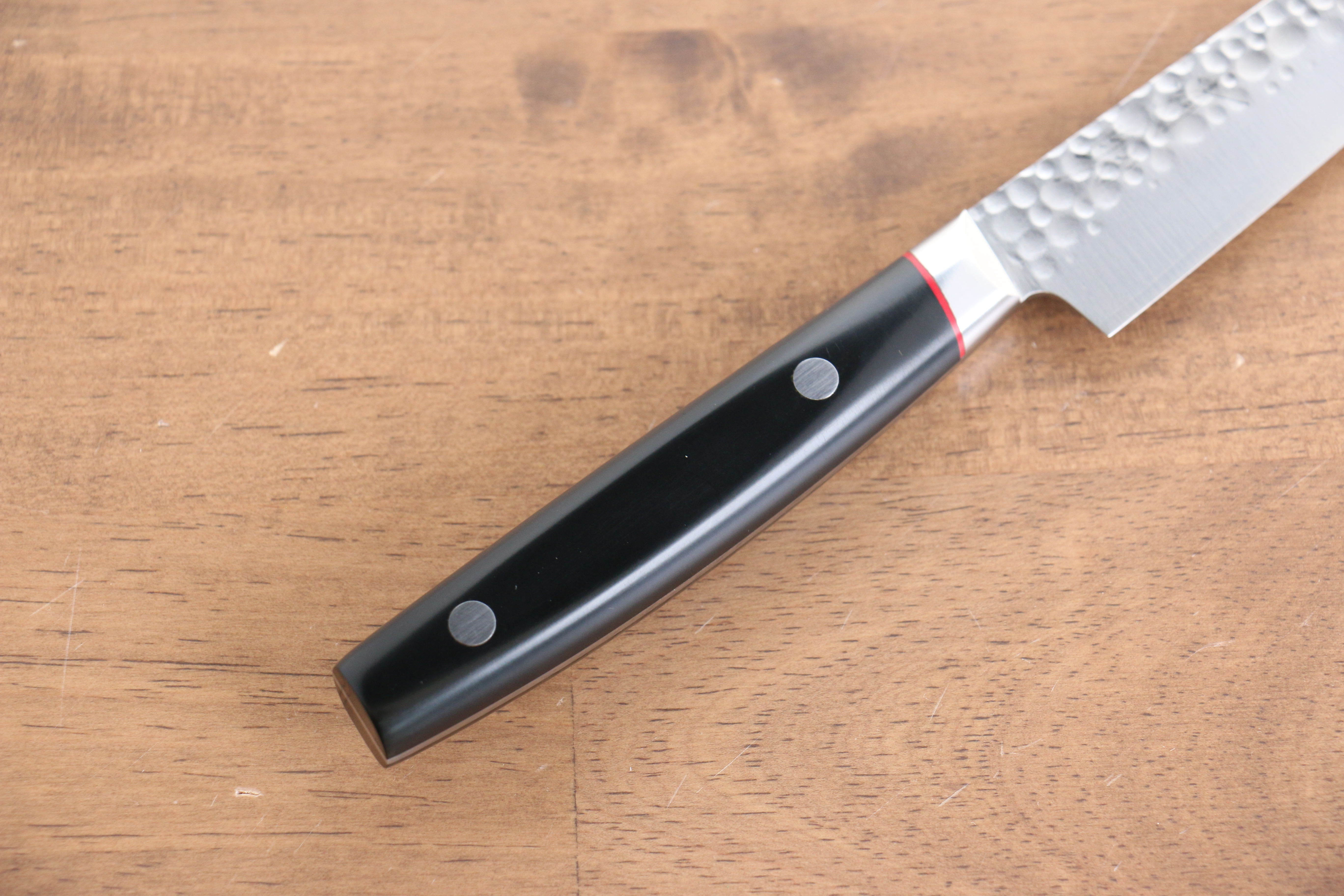 Seisuke PRO J VG10 Hammered Petty Utility Knife 120mm - Black Micarta Handle - Japanese Kitchen Knife for Slicing, Peeling & Precision Cutting - Perfect for Home Chefs & Professional Kitchens