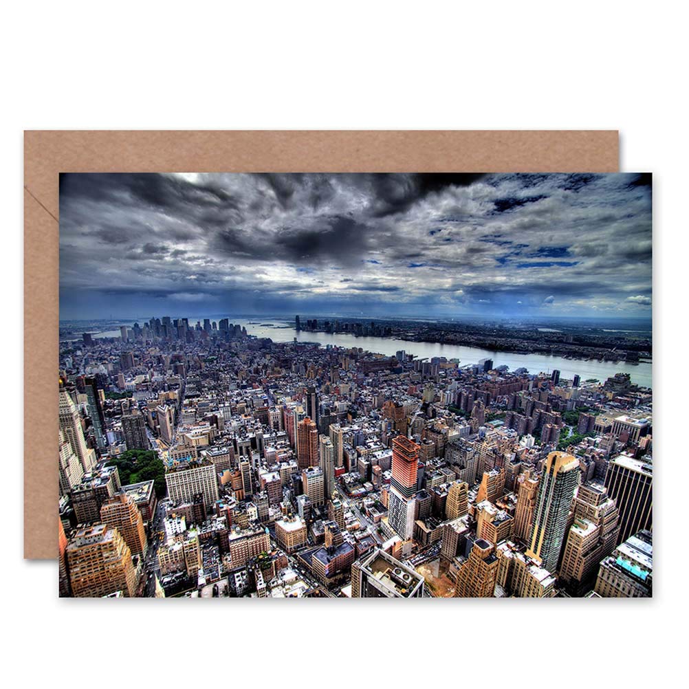 Wee Blue Coo New York City Aerial View Greeting Card - Birthday Gift for Friends & Family - Perfect for Special Occasions & Home Decor