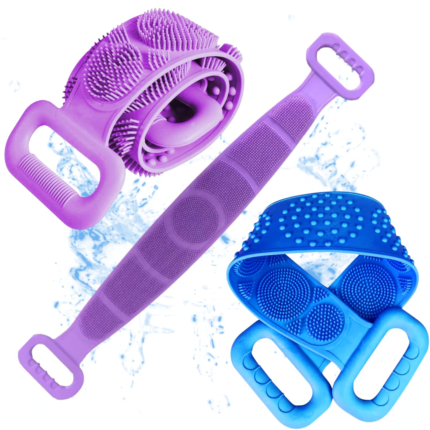 RENIAL® Double-Sided Silicone Body Scrubber - Exfoliating Brush for Deep Skin Cleaning & Dead Skin Removal - Shower Massage Belt - Easy to Clean (1 Pack) - Perfect for Daily Shower Routine & Spa-Like Exfoliation