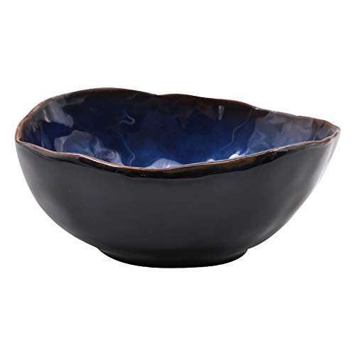 European Porcelain Deep Bowl Set of 4 - Handcrafted Irregular Shape Creative Tableware for Noodles, Soup & Salad - Elegant Dining & Home Decor