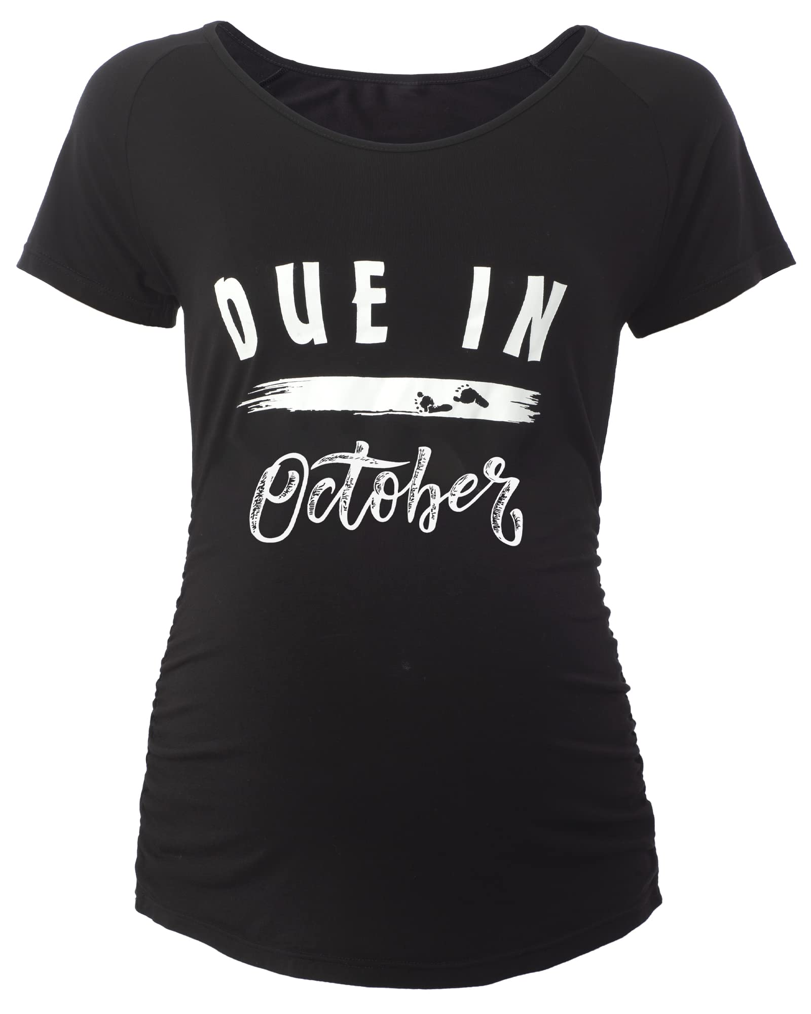 Funny Pregnancy Shirts for Women - Due Date Maternity Tee with Ruched Sides | Comfortable Graphic Maternity Tops for Expecting Moms | Perfect for Baby Showers, Gender Reveals & Maternity Photos