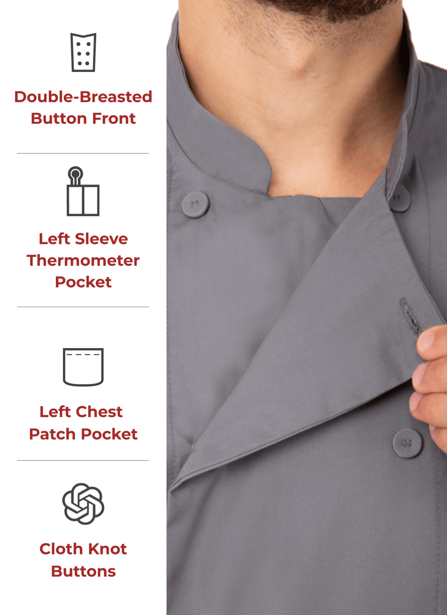 Professional Chef Works Custom Men's Morocco Chef Coat - Premium White Kitchen Uniform for Cooking, Baking & Culinary Arts