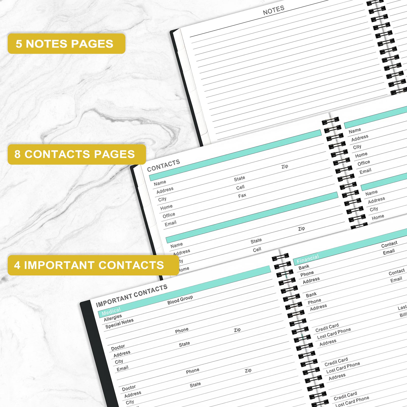 2025-2026 Monthly Planner with Tabs & Pocket | July 2025 - December 2026 | 18-Month Organizer with Contacts/Passwords Section | 8.5