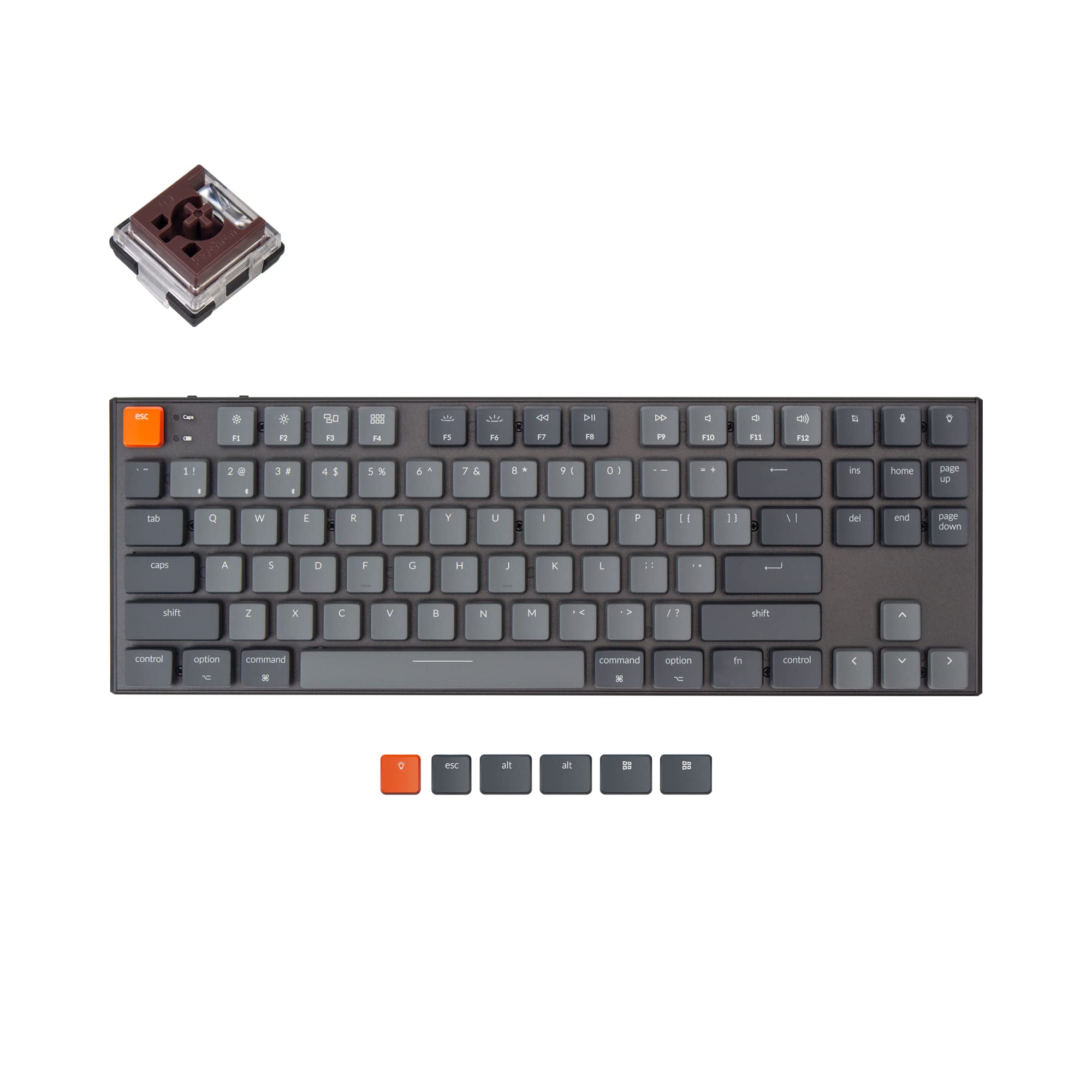 Keychron K1 Ultra-Slim Wireless Mechanical Keyboard - Tenkeyless Hot-Swappable Bluetooth/USB for Mac & Windows | Low-Profile Optical Brown Switches, White LED Backlit (Version 5) | Perfect for Office Work, Gaming & Programming