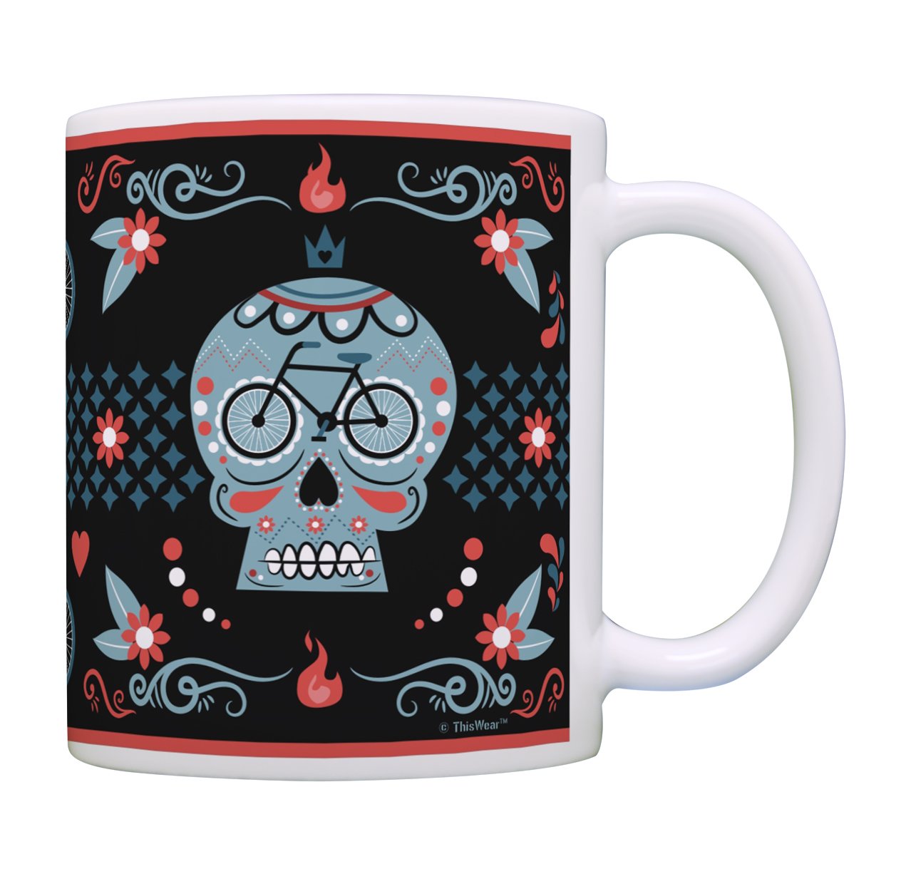 Skull Bike Mug - Insulated Cycling Cup for Coffee & Tea - Unique Bicycle Gifts for Men & Women - Mountain Bike Enthusiast Present - Perfect for Commuting, Road Trips & Cycling Adventures