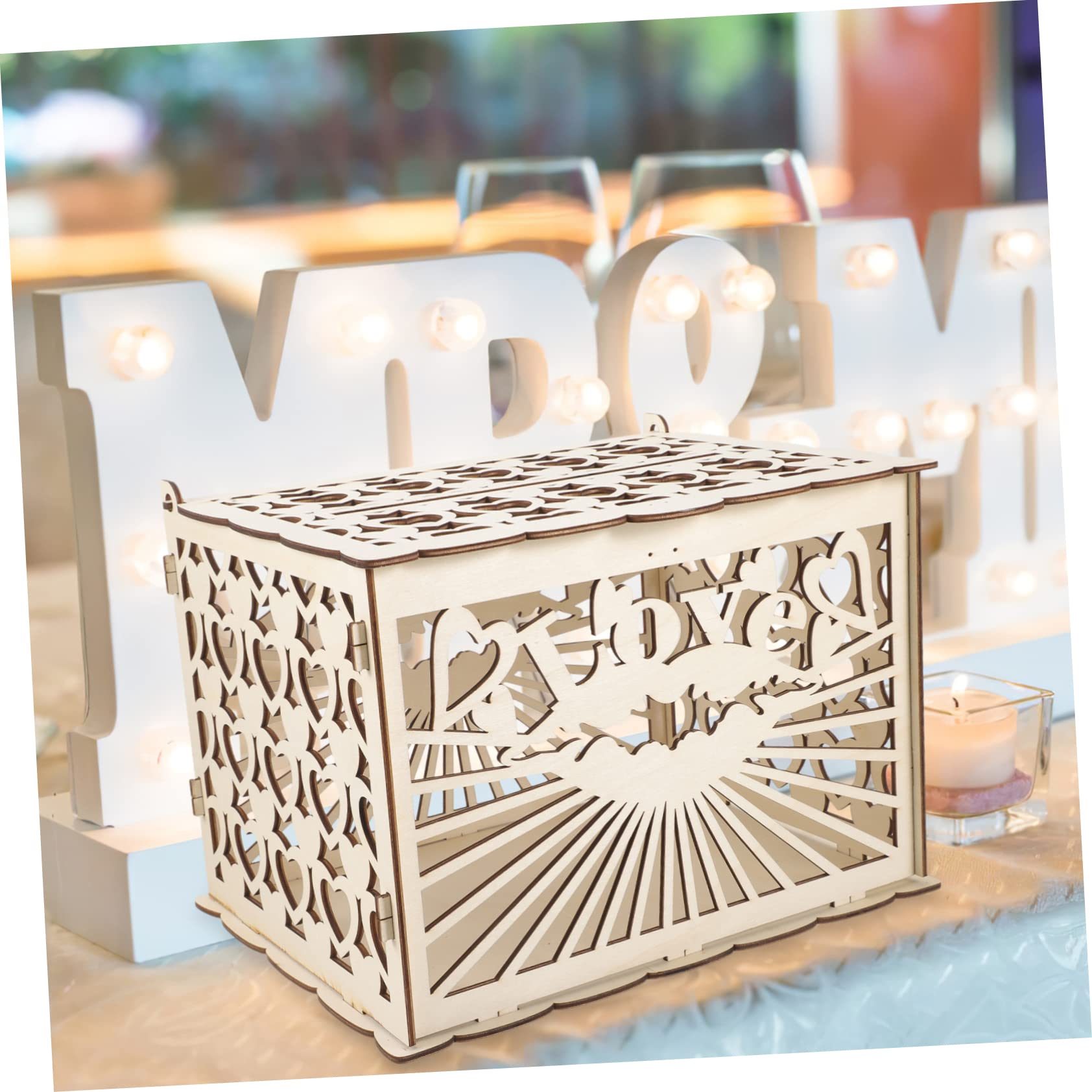 Handmade Wooden Wedding Card Box - Decorative Carving with Large Storage Space for Cards, Envelopes & Money Gifts | Perfect for Wedding Receptions, Bridal Showers & Anniversary Celebrations