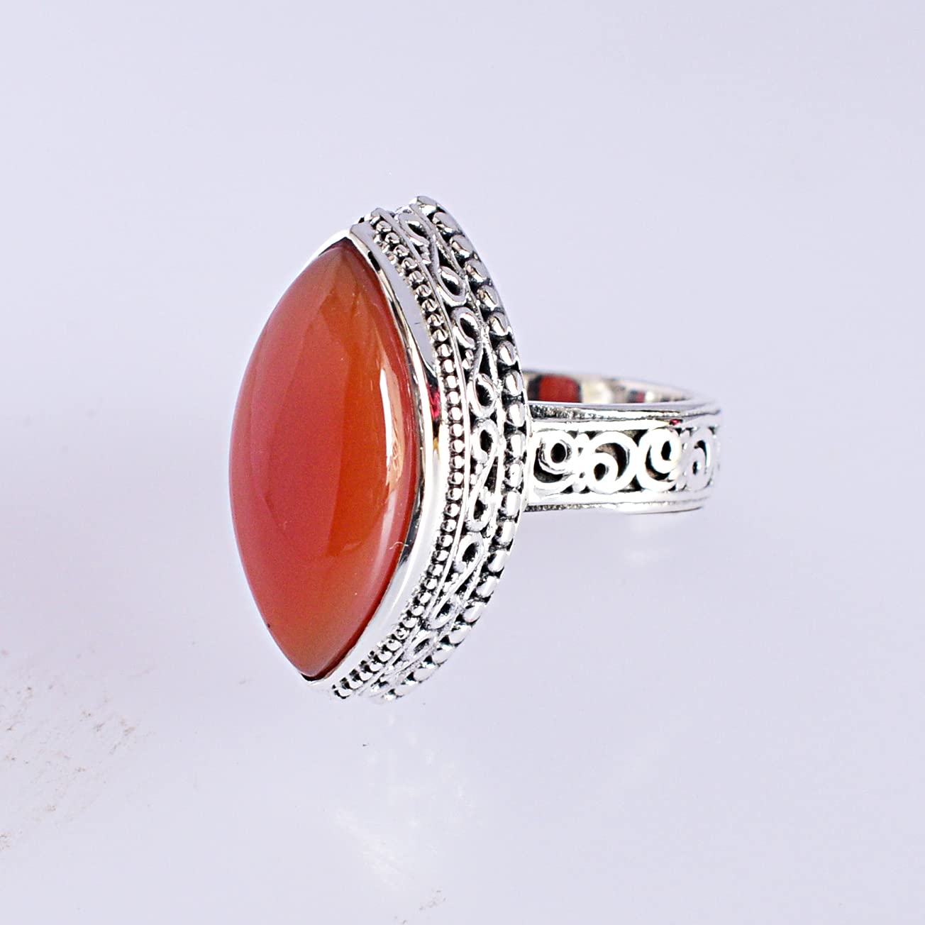 Natural Carnelian Gemstone 925 Sterling Silver Ring - Handmade Boho Jewelry for Women, Birthday Gift for Her, Spiritual Healing & Energy Stone Jewelry | Perfect for Meditation, Yoga & Everyday Wear