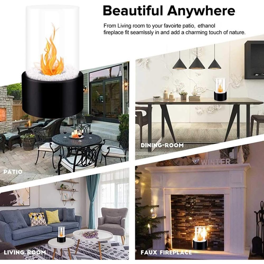 Portable Fire Bowl Pot - Outdoor Tabletop Ethanol Fireplace for Patio, Deck, Camping & Backyard - Ventless Fire Pit for Cozy Ambiance