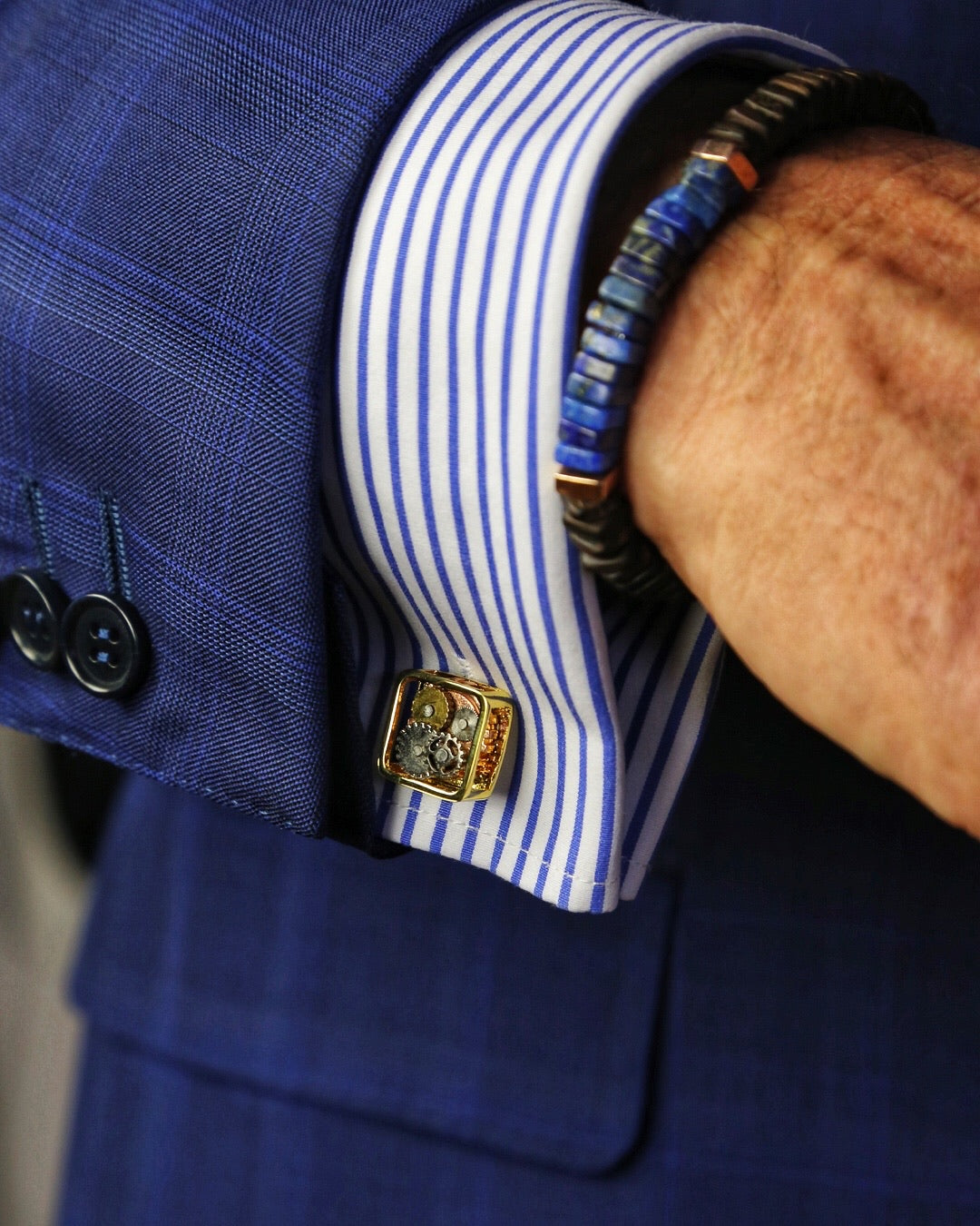 DÉCLIC Gear Square Cufflinks for Men - Sterling Silver Dress Shirt Accessories - Perfect for Weddings, Business Meetings & Formal Events