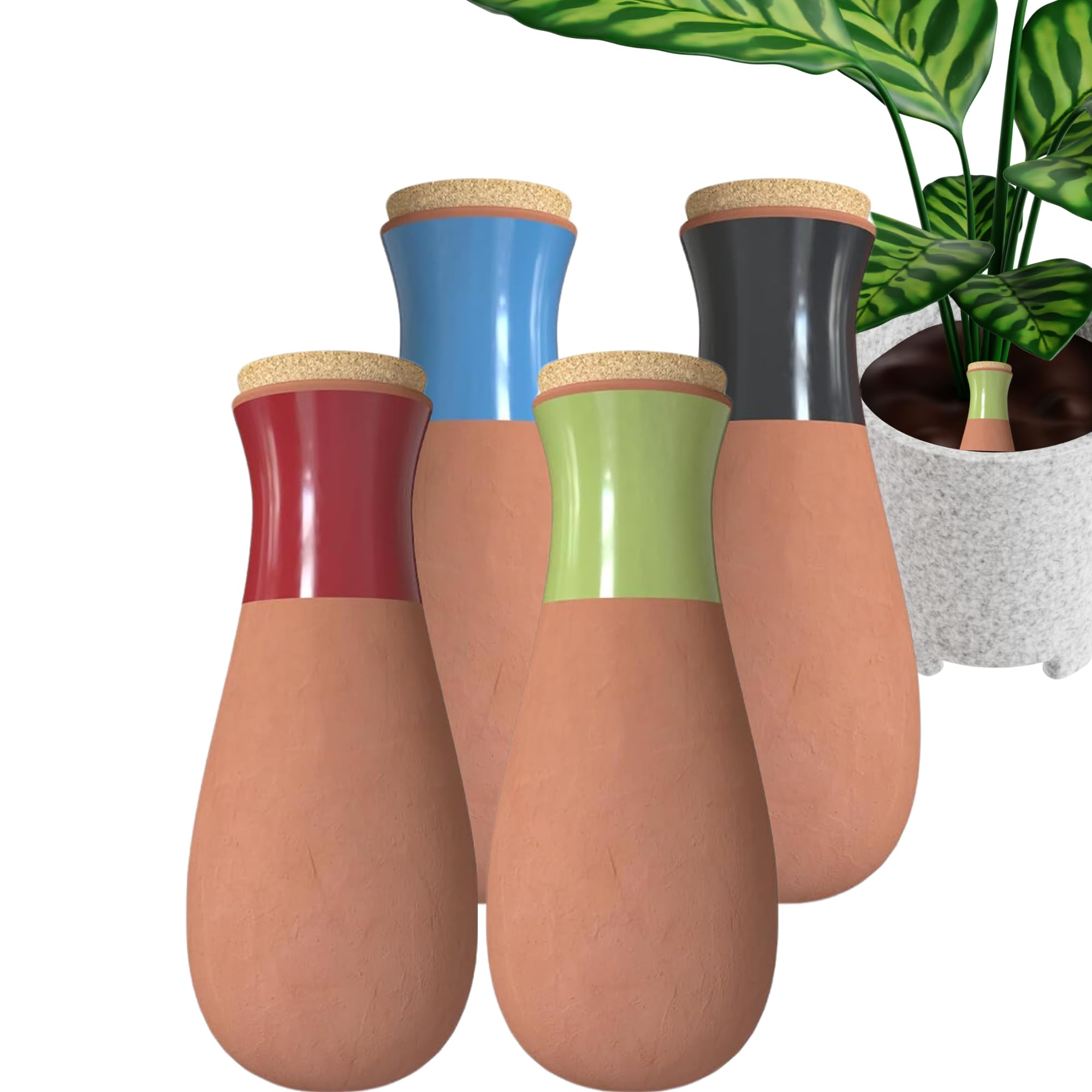 4-Pack 12oz Terracotta Self-Watering Globes - Automatic Plant Watering Stakes for Indoor & Outdoor Potted Plants - Perfect for Vacation Care, Home Decor, and Garden Irrigation