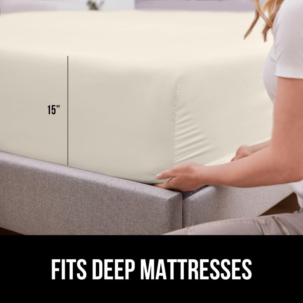 GORILLA GRIP Fitted Sheets Full Size, Soft Microfiber for Deep Pocket Mattress - Perfect for Bedroom & Guest Room