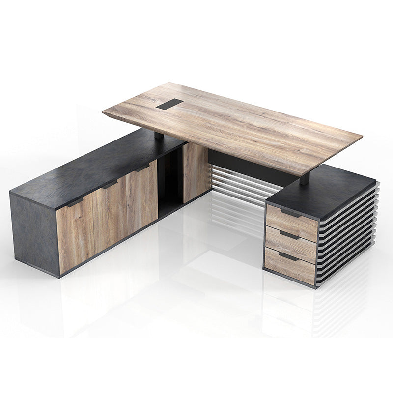 PHOENIX Electric Height Adjustable Sit Stand Desk with Left Return - 2.2M Warm Oak & Black Finish | Perfect for Home Office & Workspace Ergonomics