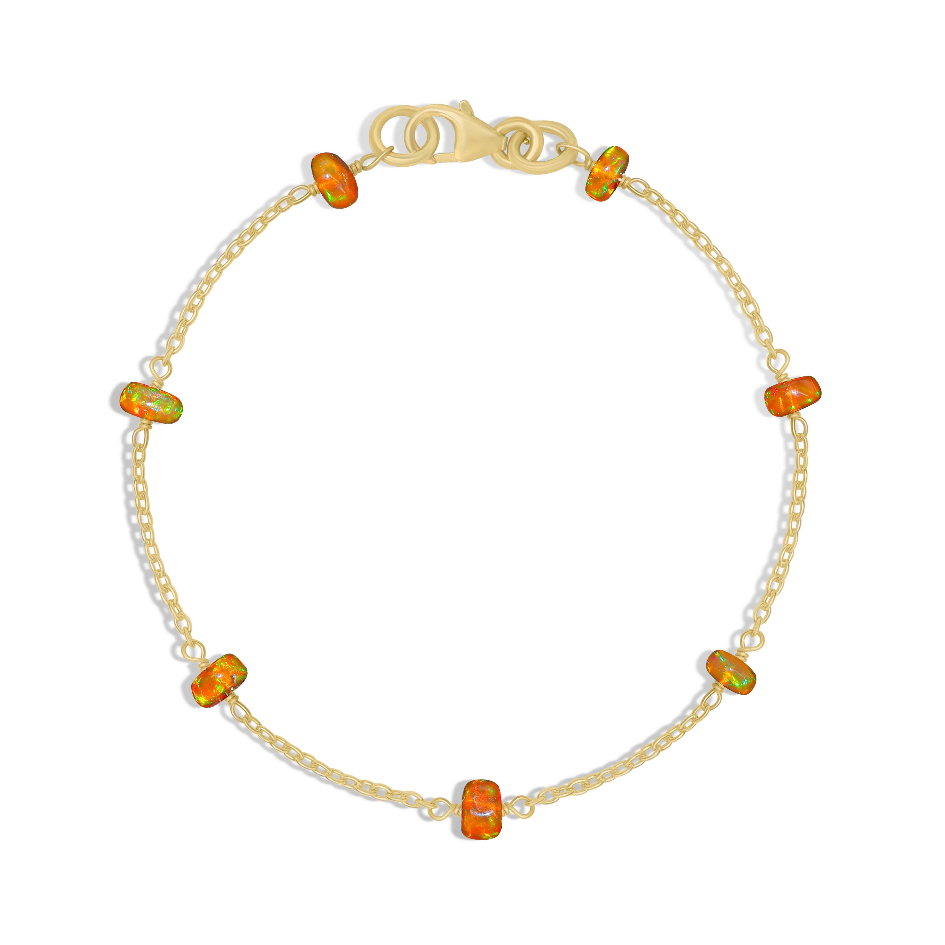 Natural Orange Opal Rondelle Beaded Bracelet - Minimalist Chain Jewelry for Women - Boho Chic Handmade Beaded Wristband for Everyday Wear & Special Occasions