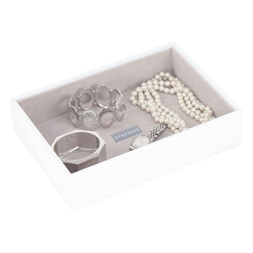 Stackers Classic 1 Compartment Deep Jewelry Tray - White Organizer for Rings, Earrings & Necklaces - Perfect for Dresser Top, Vanity or Travel Jewelry Storage