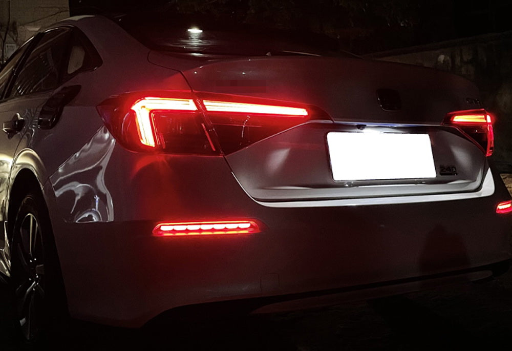 2022+ Honda Civic Dark Smoke LED Bumper Reflector Lights with Sequential Blink - Upgrade Your Car's Style & Safety for Night Driving & Custom Look