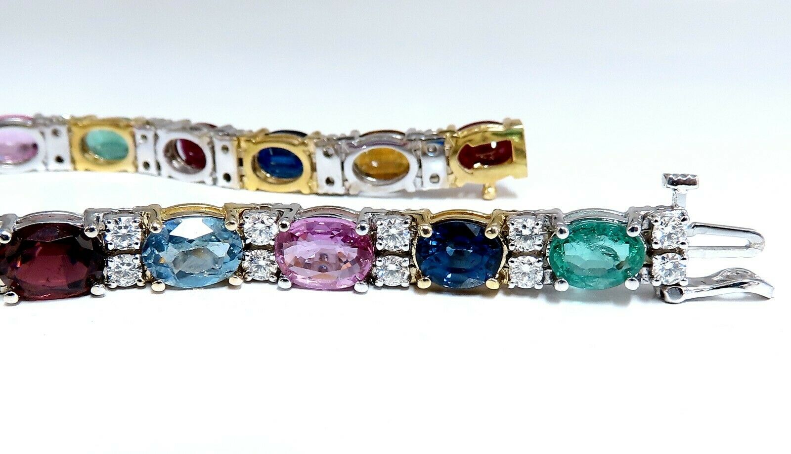 26.50ct Natural Emerald Aquamarine & Red Tourmaline Bracelet - 14K Gold Gemstone Jewelry for Women - Perfect for Weddings, Parties & Special Occasions