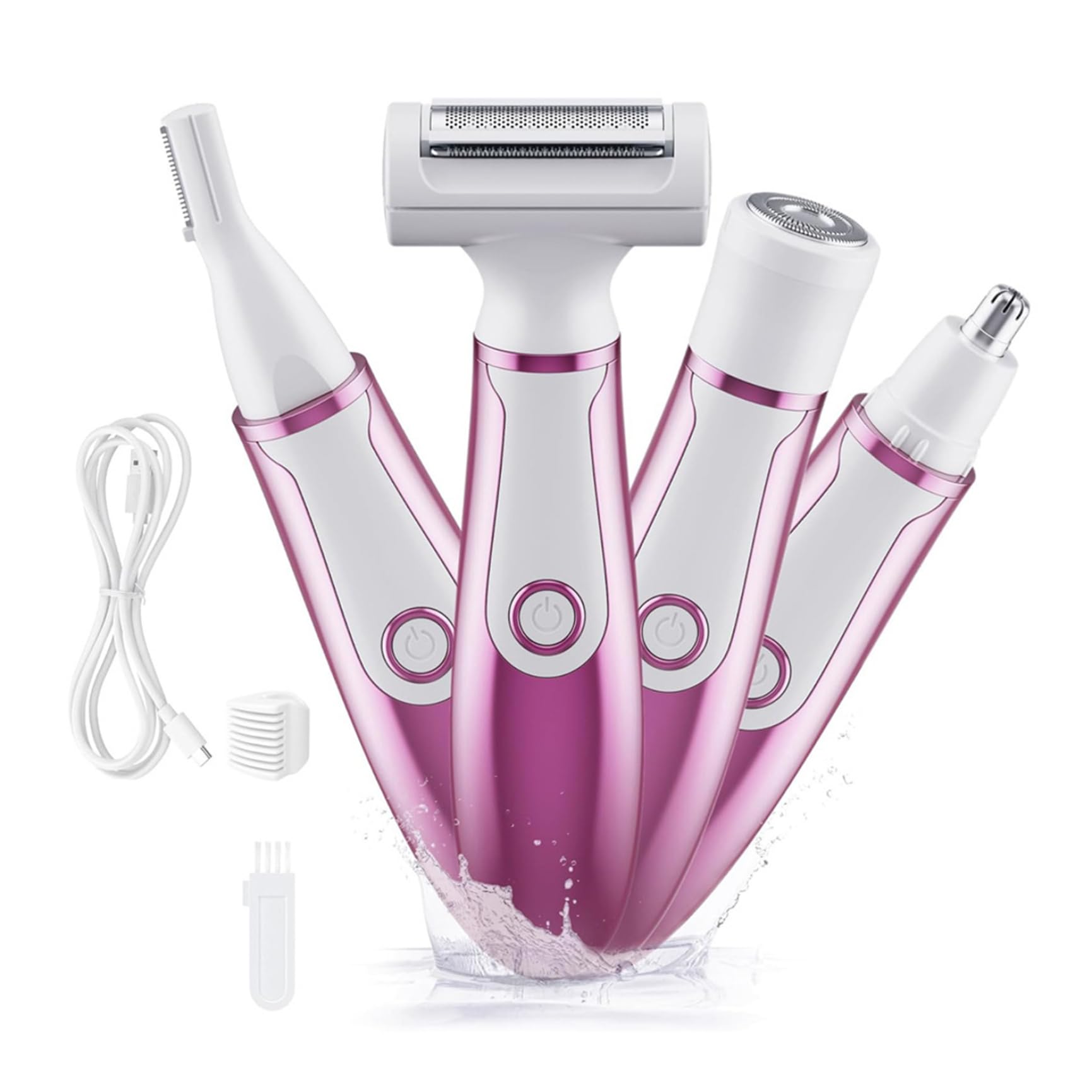 Best Rechargeable Women's Electric Shaver - 4-in-1 Painless Body & Facial Hair Remover for Face, Arms, Legs & Bikini Line | Smooth Shaving for Travel, Gym & Daily Use