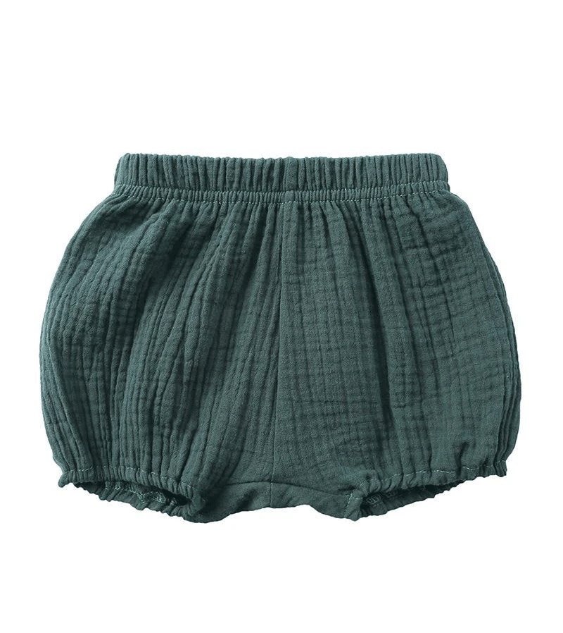 Pine Green Cotton Muslin Bloomers for Baby Girls - Soft & Breathable Underwear - Perfect for Diaper Covers, Playtime & Photo Shoots