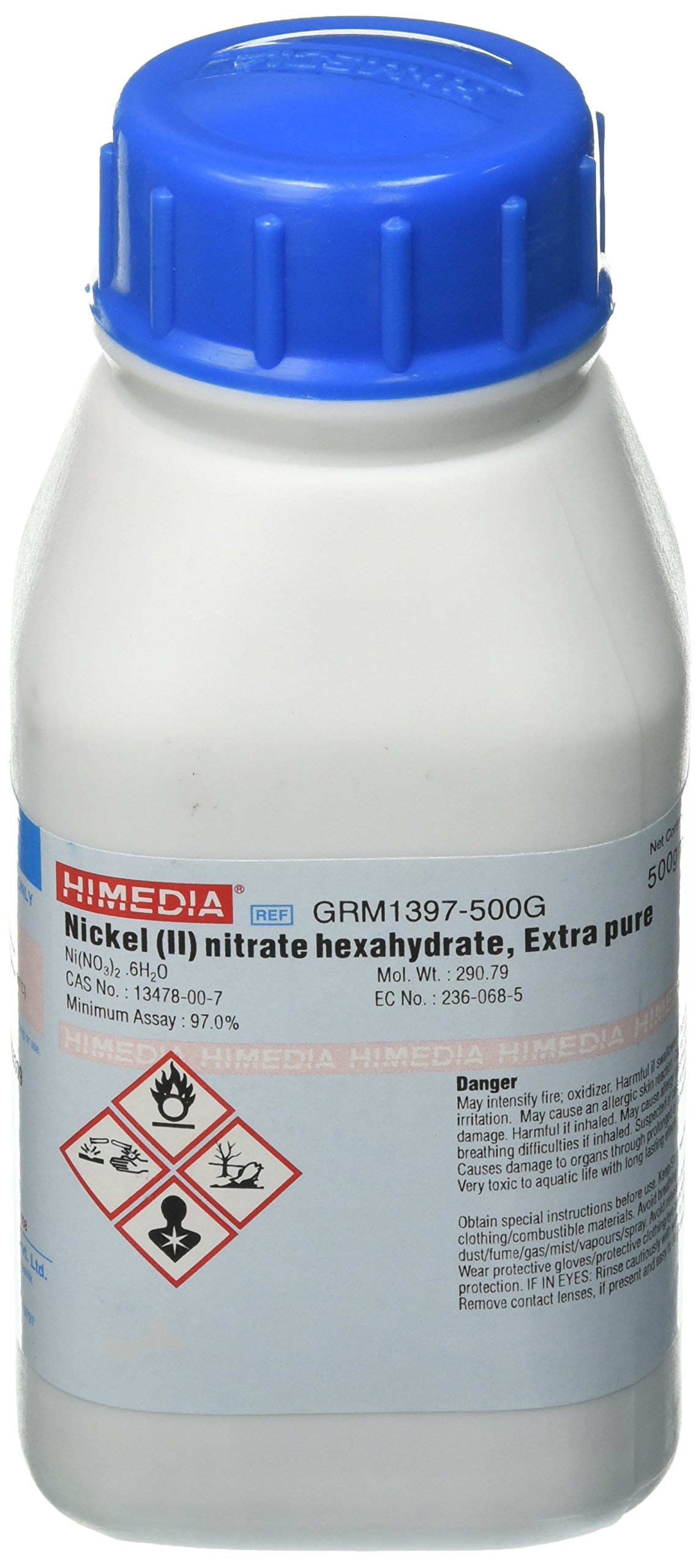 HiMedia GRM1397-500G Nickel (II) Nitrate Hexahydrate 500g | Extra Pure Lab-Grade Chemical | Ideal for Research, Electroplating & Chemical Synthesis