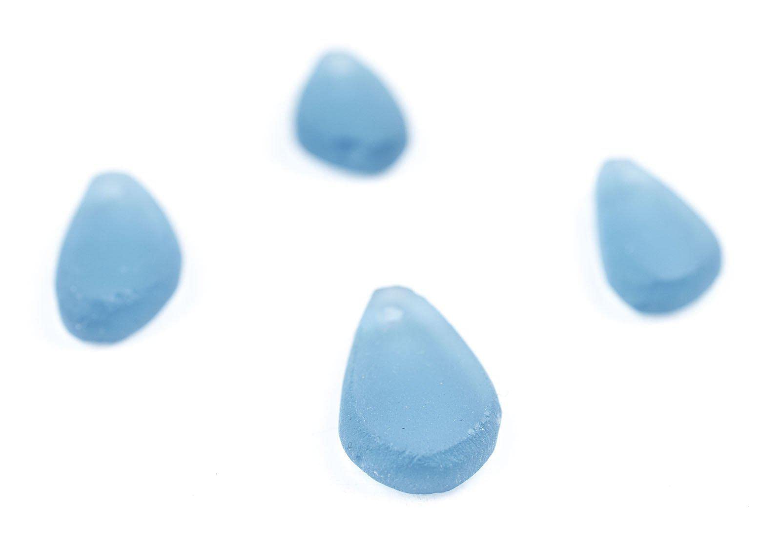 TheBeadChest Teardrop Sea Glass Pendants - Frosted Matte Eco-Friendly Translucent Recycled Glass Charms for DIY Jewelry Making, Necklace Crafting & Beach-Themed Accessories | Perfect for Handmade Gifts, Boho Jewelry Designs & Ocean-Inspired Crafts