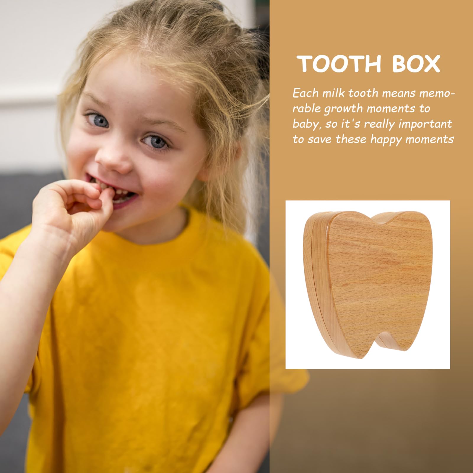 GLSTOY Wooden Baby Tooth Memory Storage Box - Kids Tooth Keepsake Holder for Boys & Girls - Perfect for First Lost Tooth Milestone & Childhood Memories Preservation