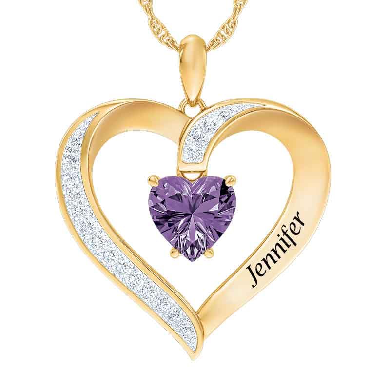 Danbury Mint Personalized March Birthstone Heart Pendant Necklace - Custom Engraved Jewelry Gift for Women, Mothers, Wives - Aquamarine Gemstone Pendant for Birthday, Anniversary & Valentine's Day