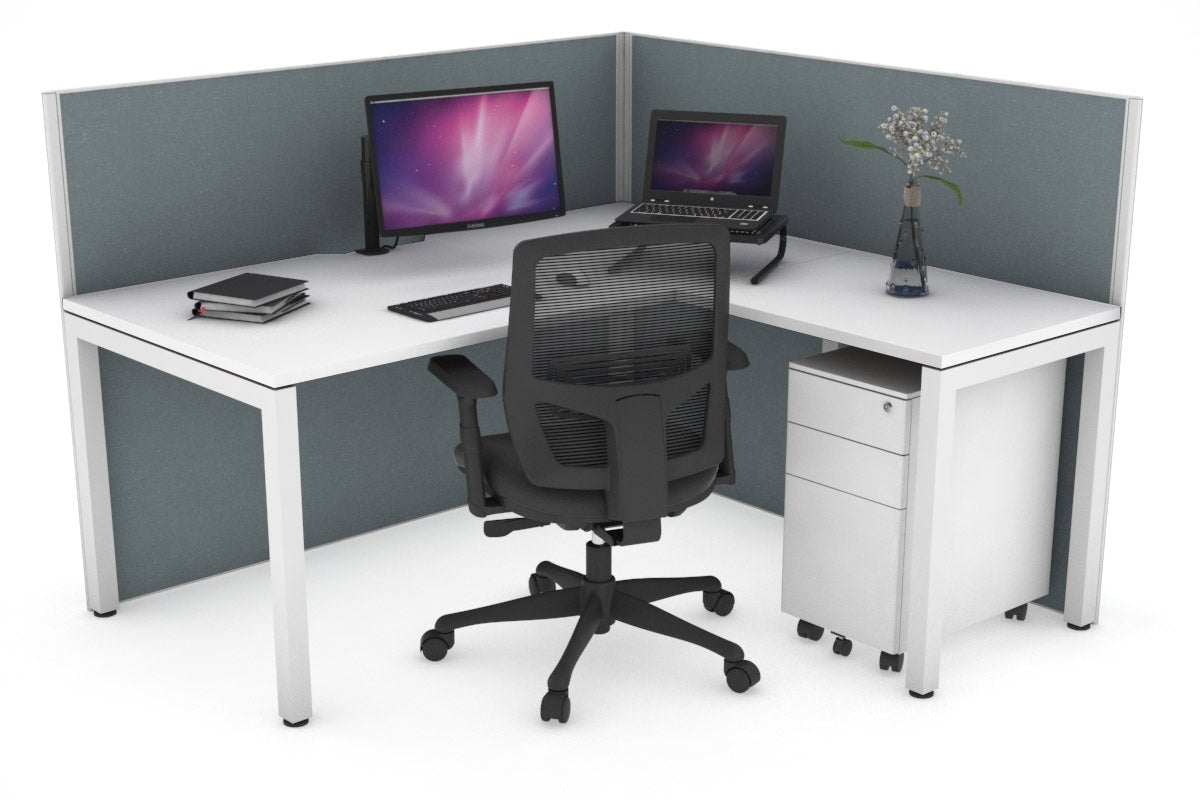 Horizon Quadro Square Legs L-Shaped Corner Office Desk - 1800L x 1800W with Cable Management | Modern Home & Office Workspace Solution for Professionals & Gamers