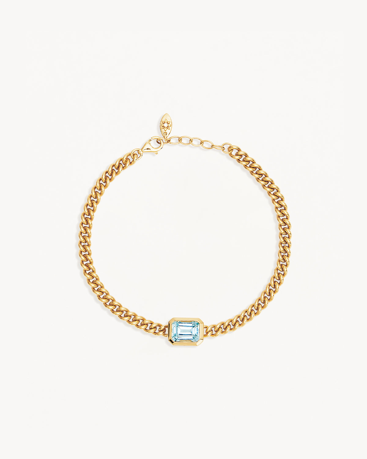 18K Gold Vermeil Calm Your Soul Topaz Curb Chain Bracelet for Women - Elegant Jewelry Gift for Birthday, Anniversary & Everyday Wear