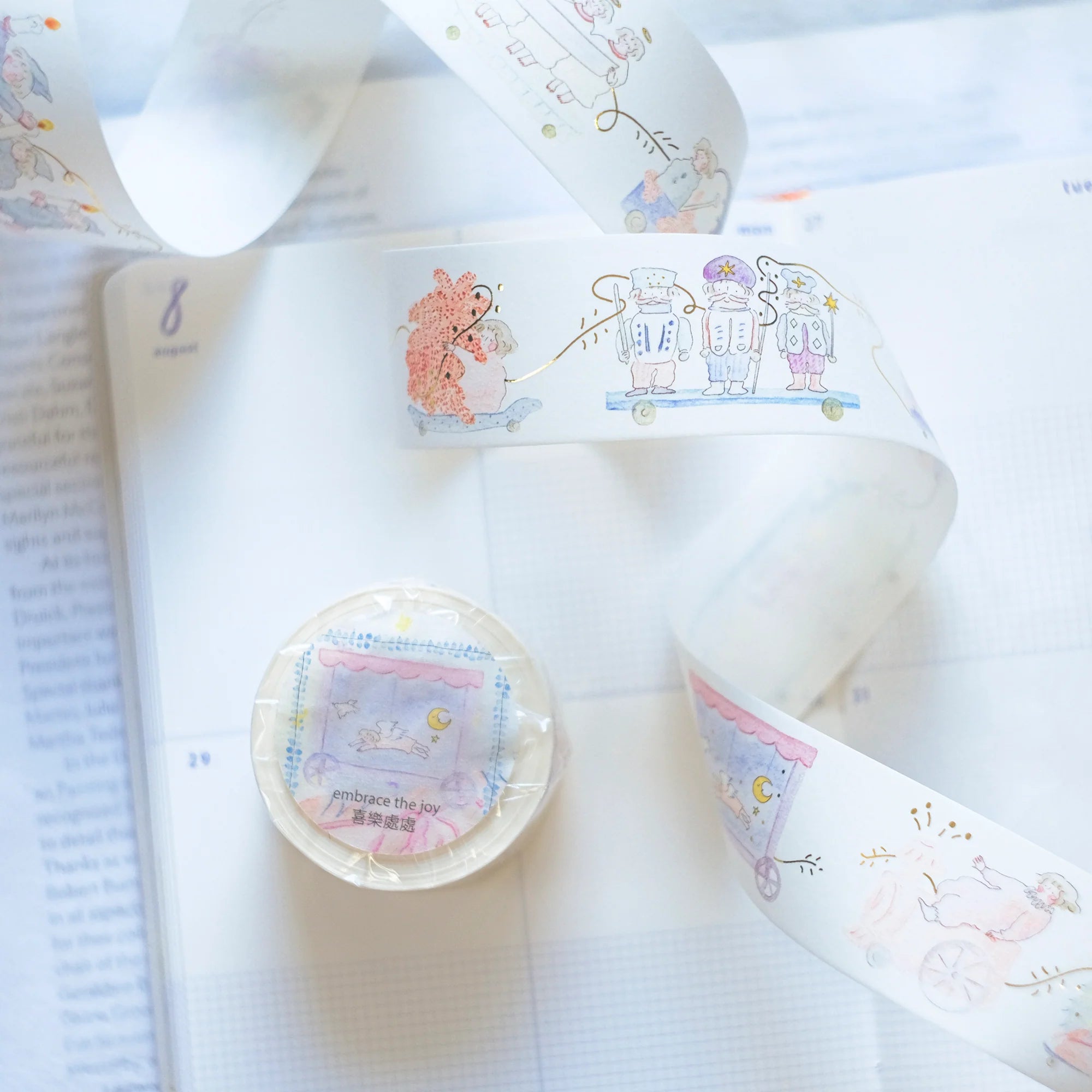 Dodolulu Washi Tape - Embrace The Joy | Decorative Japanese Paper Tape for Scrapbooking, Journaling, Gift Wrapping & DIY Crafts