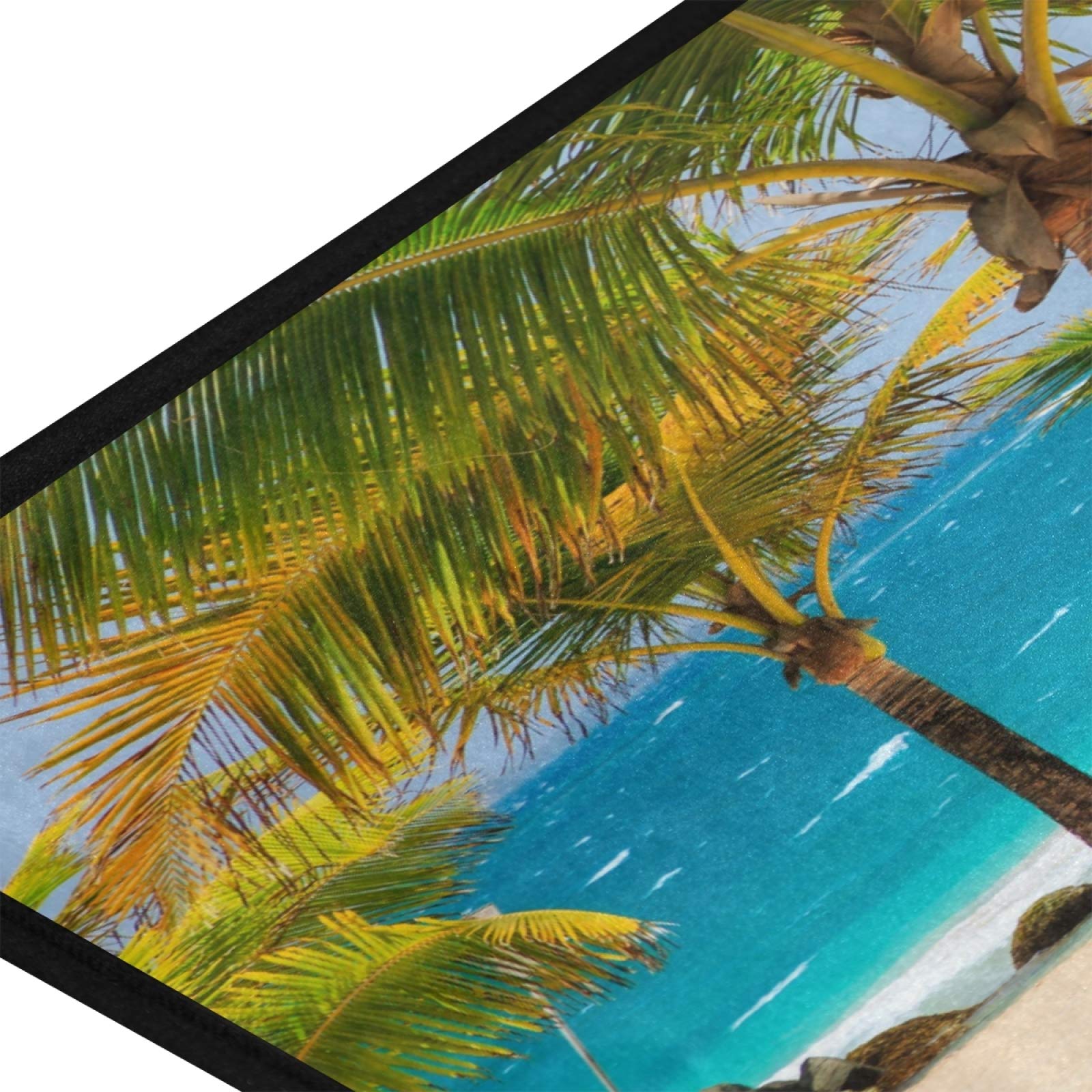 Non-Slip 39x20 Inch Kitchen Rugs with Palm Tree Design for Beach-Themed Decor, Perfect for Puerto Rico Style Kitchens, Sink Areas, Entryways, and Bathroom Runners