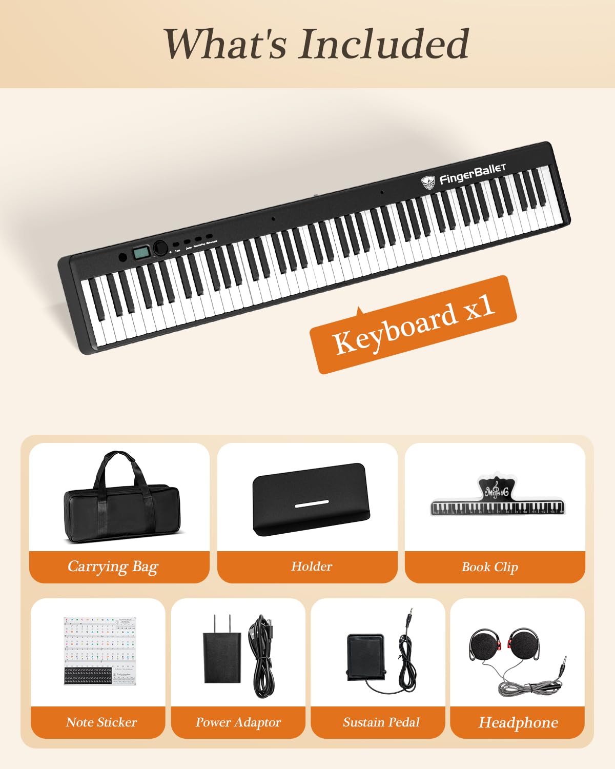 Portable 88-Key Semi-Weighted Folding Digital Piano with Wood Grain Finish - Bluetooth MIDI Electric Keyboard for Adults & Kids | Perfect for Home Practice, Travel & Music Lessons