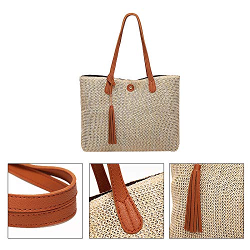 ZLM BAG Women's Straw Crochet Tote Bag - Large Bohemian Beach Shoulder Bag Handmade with Natural Fibers | Perfect for Summer Vacation, Pool Parties & Farmers Market Shopping