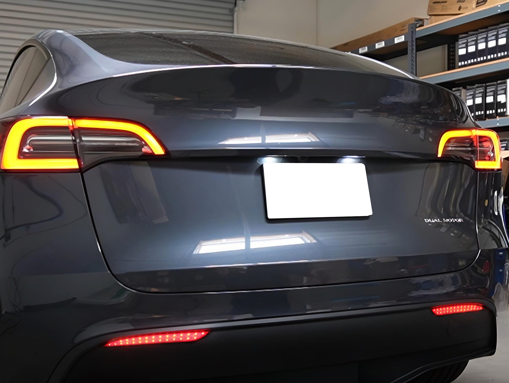 Dark Red LED Rear Bumper Reflector Light Kit for Tesla Model Y (2020-2023) - Upgrade Your Tesla's Style & Safety for Night Driving & Car Shows