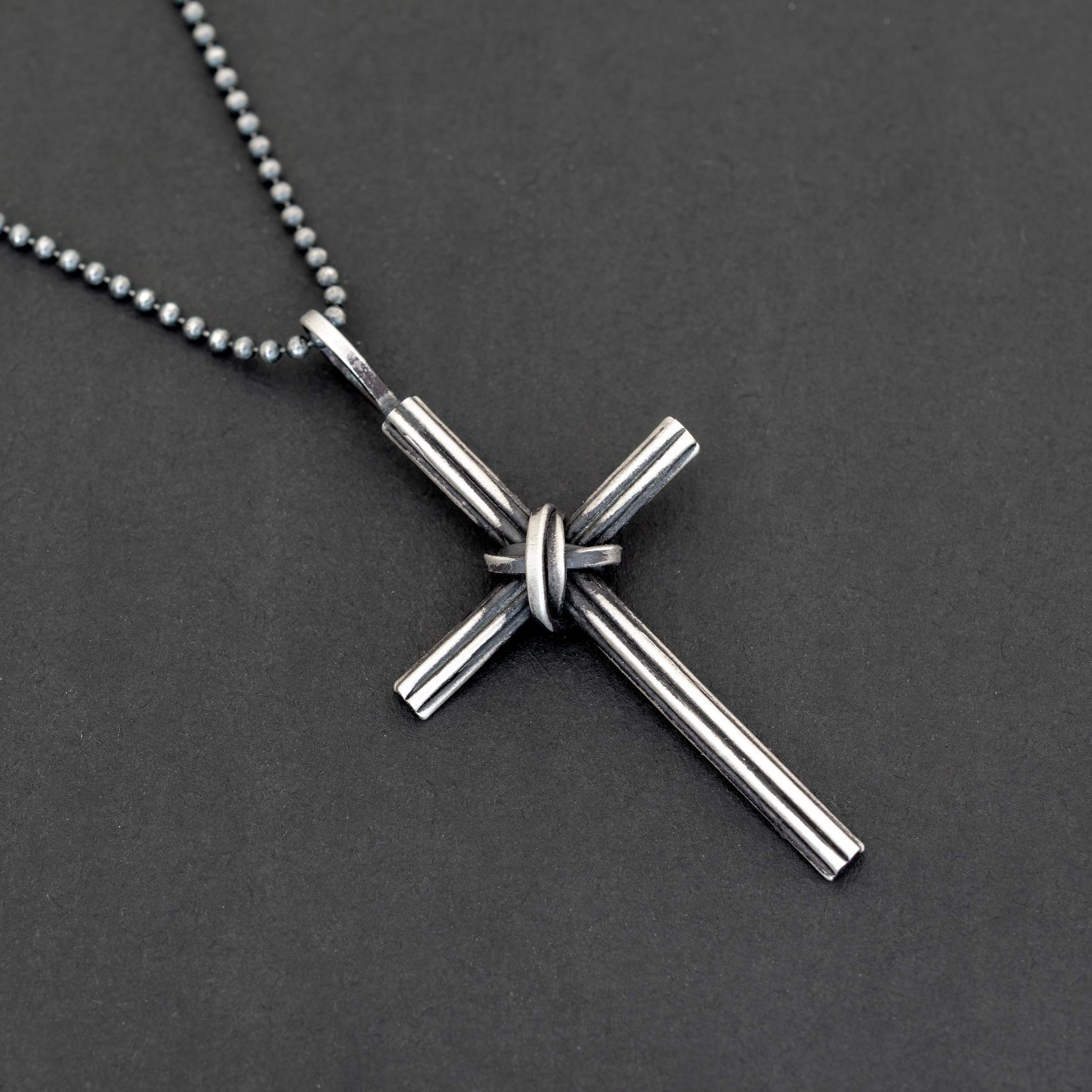 Handmade Sterling Silver Cross Pendant Necklace for Men - Gothic Punk Rock Jewelry Chain - Perfect for Everyday Wear, Gifts & Alternative Fashion