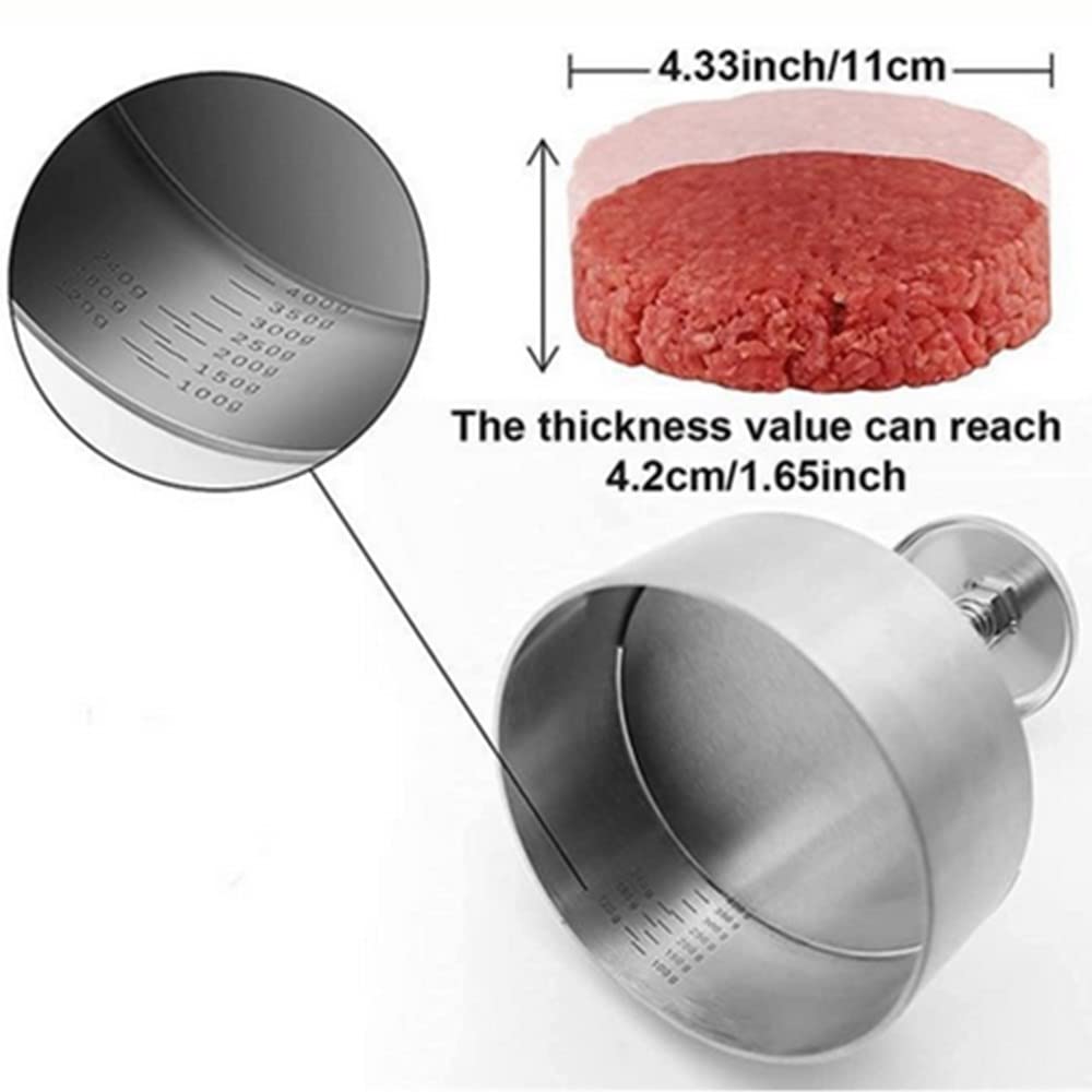 Oukeyi Adjustable Stainless Steel Burger Press - Non-Stick Hamburger Patty Maker for Beef, Veggie & BBQ - Perfect for Grilling, Backyard Cookouts & Restaurant Use