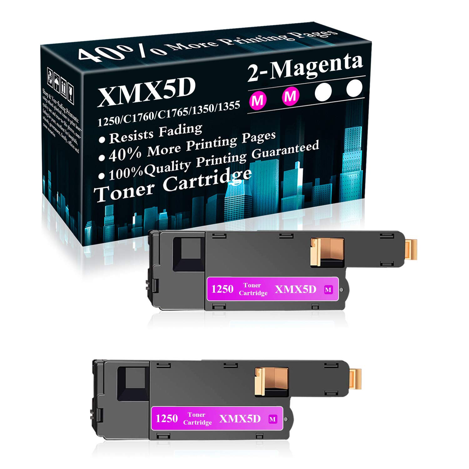 2-Pack Magenta XMX5D Toner Cartridge Replacement for Dell 1250c C1760nw C1765nfw C1765nf 1350cnw 1355cn 1355cnw Printers - High Yield, Reliable Performance - Perfect for Home & Office Printing Needs
