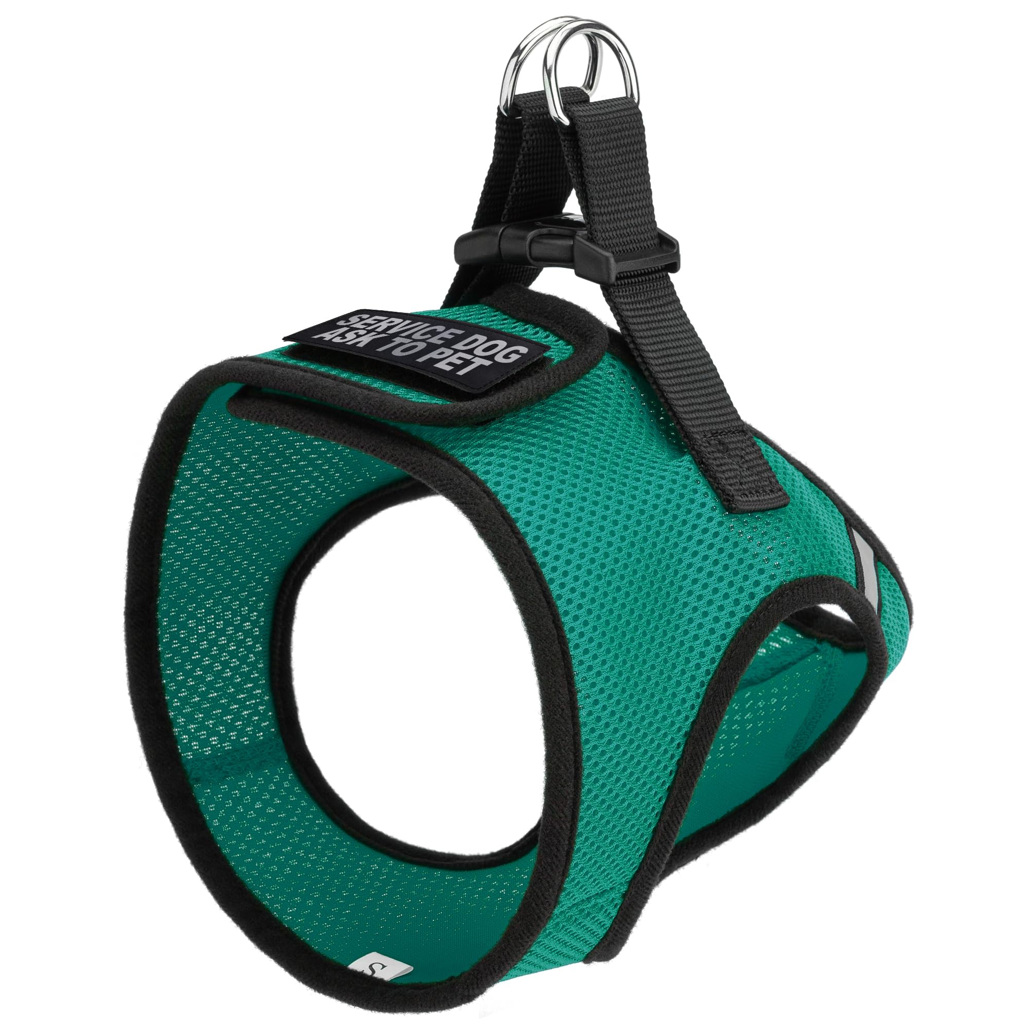 Dogline Boston Step-in Mesh Dog Harness with Service Dog Patch - No-Choke Soft Padded Vest for Small, Medium & Large Dogs (12-14